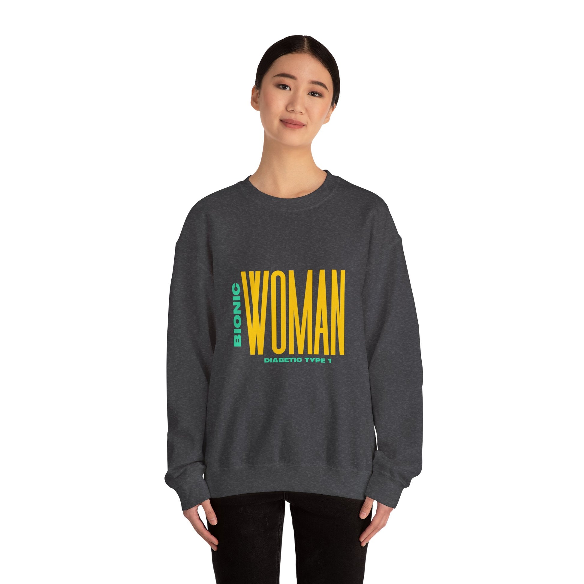 The Diabuddies Store Bionic Woman (Diabetes) - Unisex Sweatshirt Bionic Woman (Diabetes) - Unisex Sweatshirt: Unleash your inner Bionic strength! This Unisex Sweatshirt is a powerful statement of resilience, strength, and modern-day heroism for anyone liv