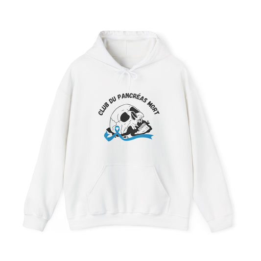 Skull & Blue Ribbon Dead Pancreas Club (French) Hoodie The Diabuddies Store Hoodies $32.41