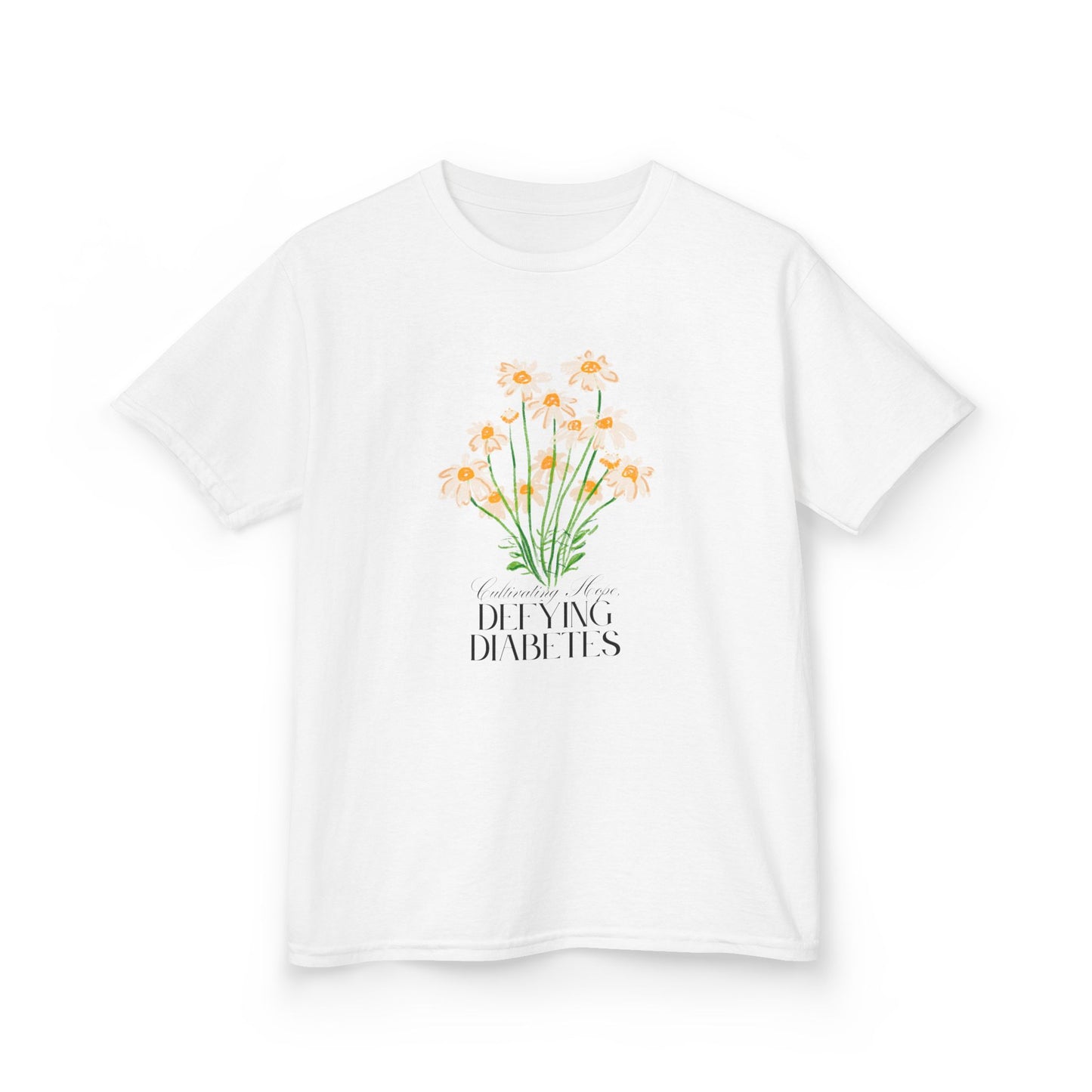 The Diabuddies Store Cultivating Hope, Defying Diabetes - Kids Tee Cultivating Hope, Defying Diabetes - Kids Tee: Wear your message of strength! This tee is a powerful statement of resilience and optimism for kids. T-Shirts $19.22