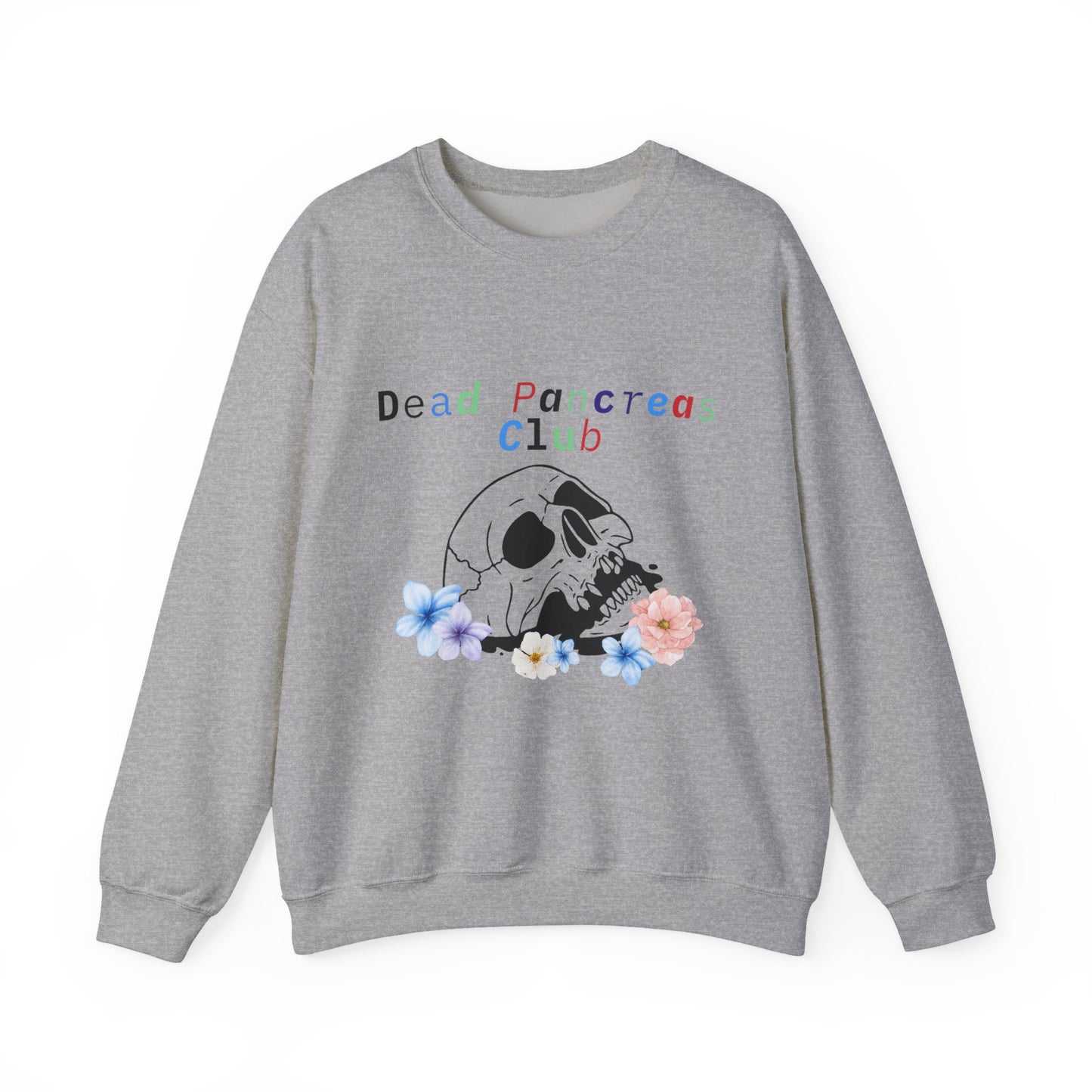 Skull & Flowers, Dead Pancreas Club - Unisex Sweatshirt The Diabuddies Store Sweatshirts $35.70