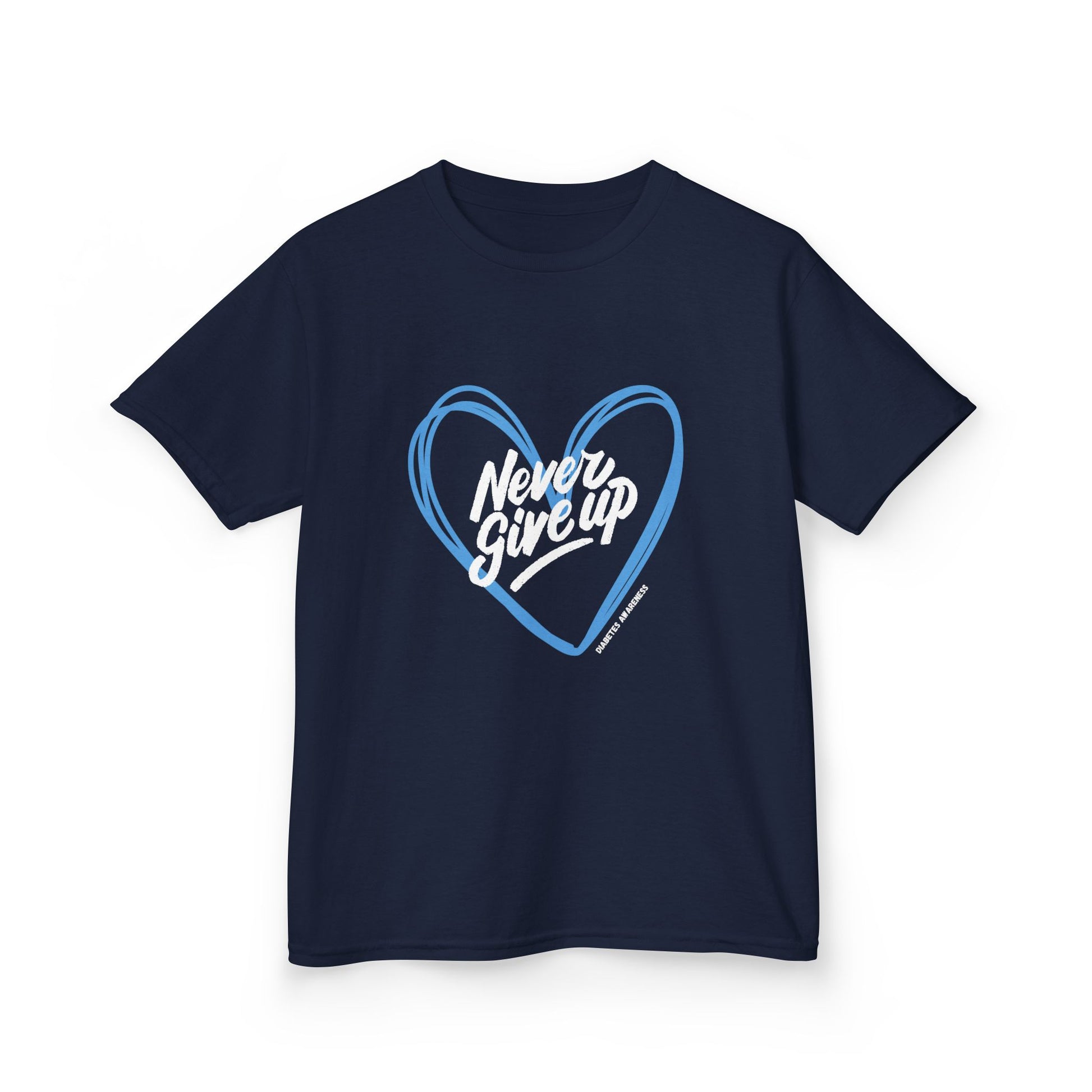 The Diabuddies Store Never Give Up - Kids Tee Never Give Up - Kids Tee: A powerful statement for the young warriors of the diabetes community. This super soft, comfortable Tee is the perfect way to share a message of strength, resilience, and hope. $16.00
