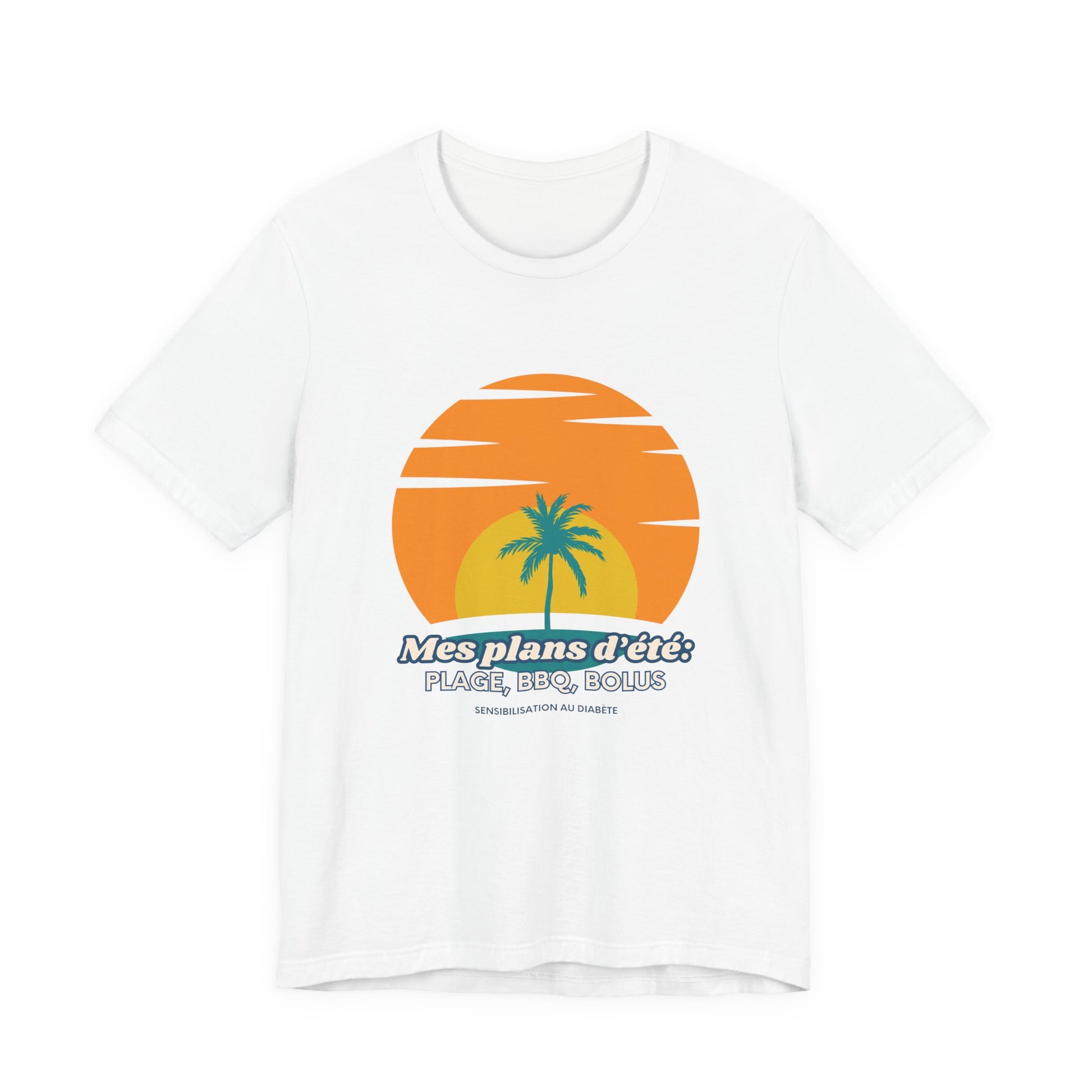 The Diabuddies Store My Summer Plans: Beach, BBQ, Bolus (French) - Unisex Tee My Summer Plans: Beach, BBQ, Bolus (French) - Unisex Tee: Sunshine, good times, and keeping those blood sugars in check! Our French T-shirt is the perfect wear for anyone balanc
