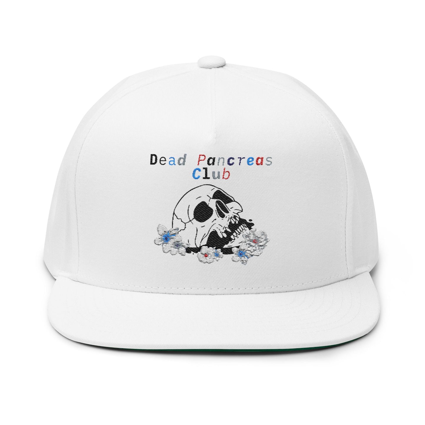 Skull & Flowers, Dead Pancreas Club - Flat Bill Cap The Diabuddies Store Baseball Caps $30.63
