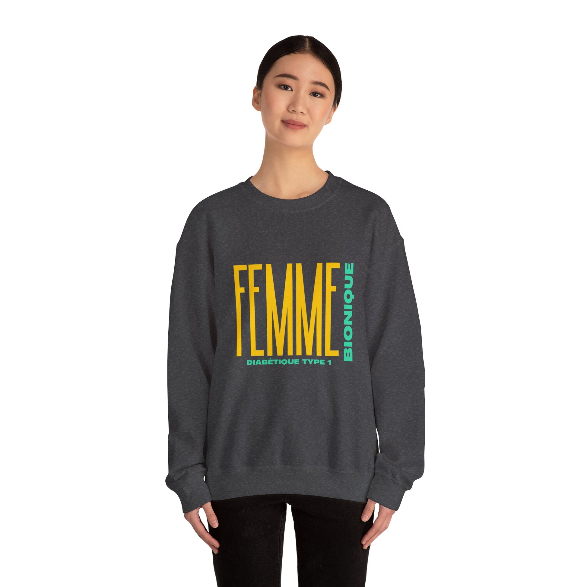 The Diabuddies Store Bionic Woman Diabetes (French) - Unisex Sweatshirt Bionic Woman Diabetes (French) - Unisex Sweatshirt: Unleash your inner Bionic strength! This Unisex Sweatshirt is a powerful statement of resilience, strength, and modern-day heroism