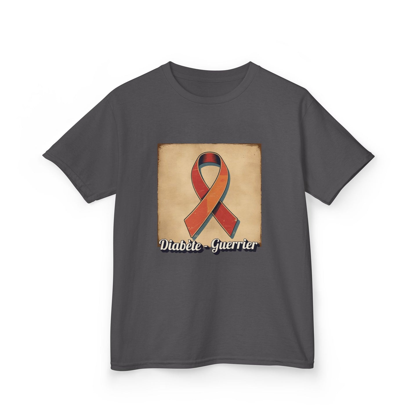 The Diabuddies Store Diabetes Warrior, Retro Look (French / Guerrier) - Kids Tee Diabetes Warrior, Retro Look (French / Guerrier) - Kids Tee: Let your young one show off their strength and style with our "Diabète Guerrier" Retro Look French Kids Tee! T-Sh