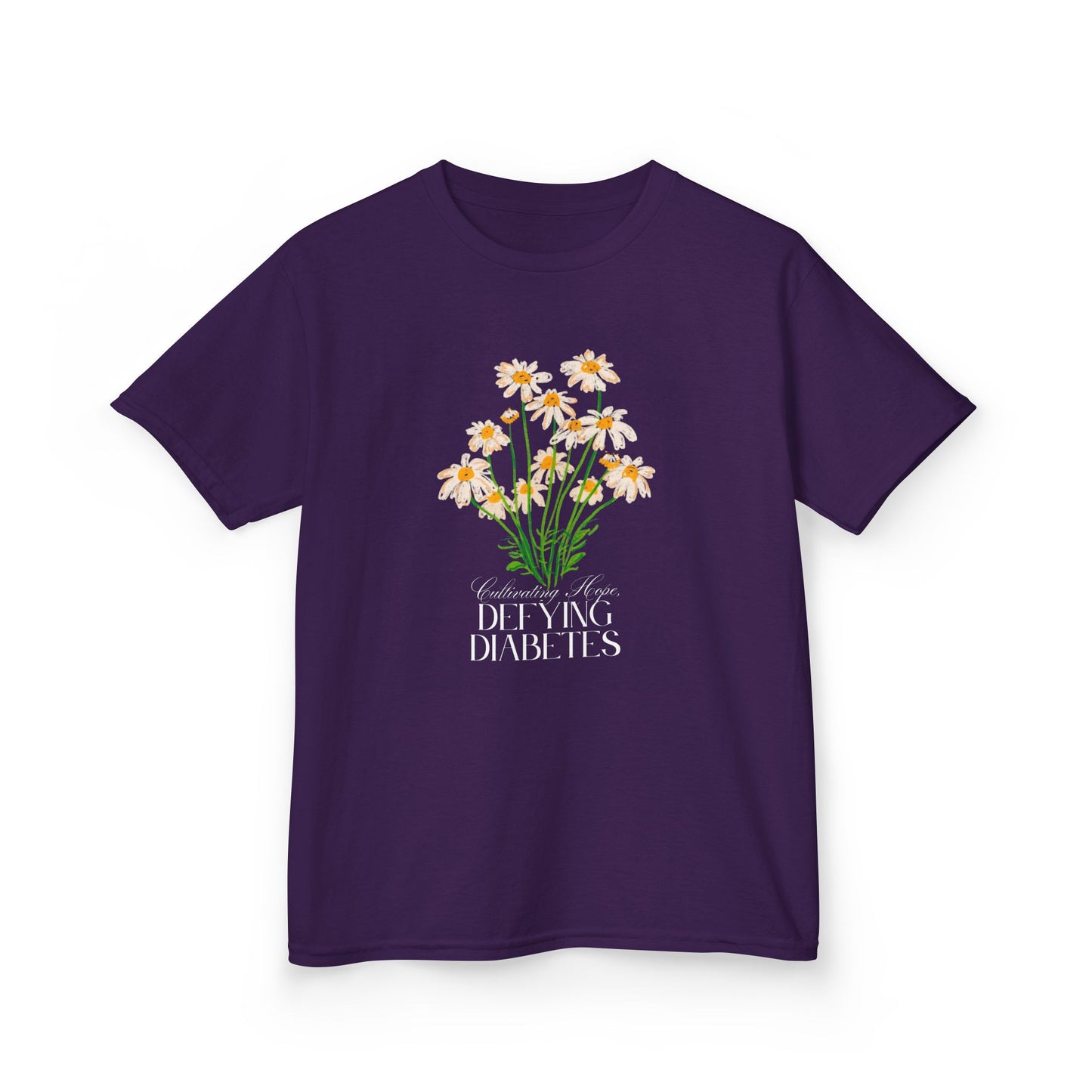 The Diabuddies Store Cultivating Hope, Defying Diabetes - Kids Tee Cultivating Hope, Defying Diabetes - Kids Tee: Wear your message of strength! This tee is a powerful statement of resilience and optimism for kids. T-Shirts $19.22