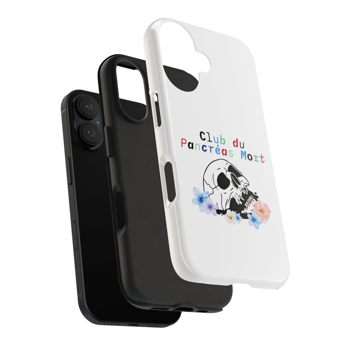 Skull & Flowers, Dead Pancreas Club (French) - Phone Cases The Diabuddies Store Mobile Phone Cases $18.23