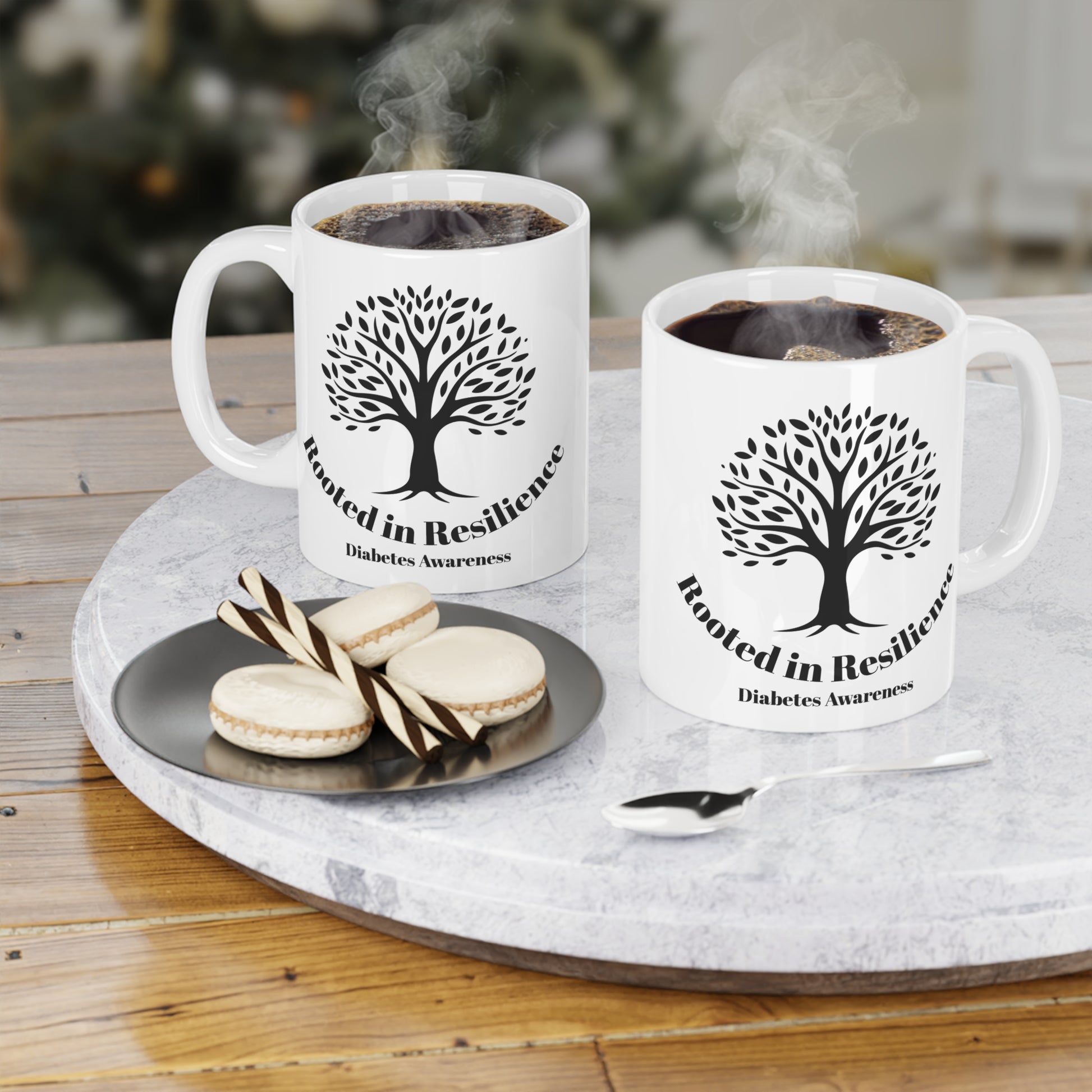 The Diabuddies Store Rooted in Resilience - Mug 11oz Rooted in Resilience (French) - Mug 11oz: Start your day with a powerful reminder! Our "Rooted in Resilience" 11oz mug is more than just a cup; it's a daily affirmation. Crafted from durable ceramic, th