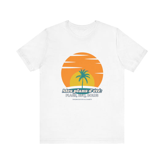 The Diabuddies Store My Summer Plans: Beach, BBQ, Bolus (French) - Unisex Tee My Summer Plans: Beach, BBQ, Bolus (French) - Unisex Tee: Sunshine, good times, and keeping those blood sugars in check! Our French T-shirt is the perfect wear for anyone balanc