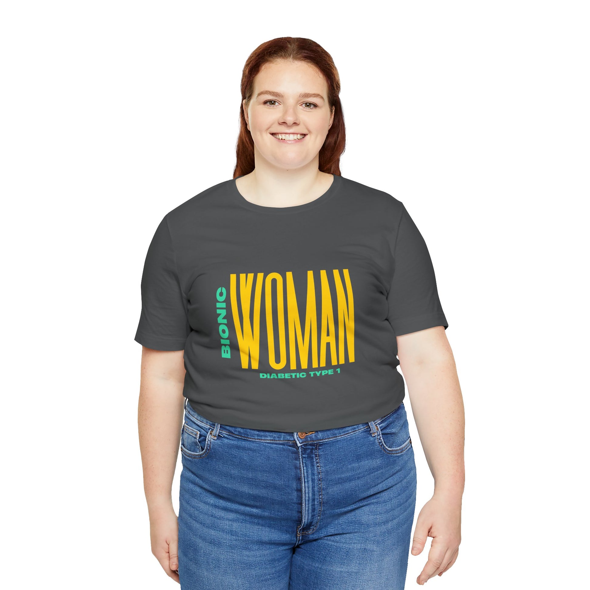 The Diabuddies Store Bionic Woman (Diabetes) - Unisex Tee Bionic Woman (Diabetes) - Unisex Tee: Unleash your inner Bionic strength! This Unisex Tee is a powerful statement of resilience, strength, and modern-day heroism for anyone living with Type 1 Diabe