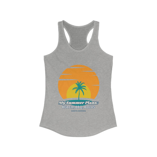 The Diabuddies Store My Summer Plans: Beach, BBQ, Bolus - Racerback Tank My Summer Plans: Beach, BBQ, Bolus - Racerback Tank: Sunshine, good times, and keeping those blood sugars in check! Our humorous nod to real life tank is the perfect wear for anyone