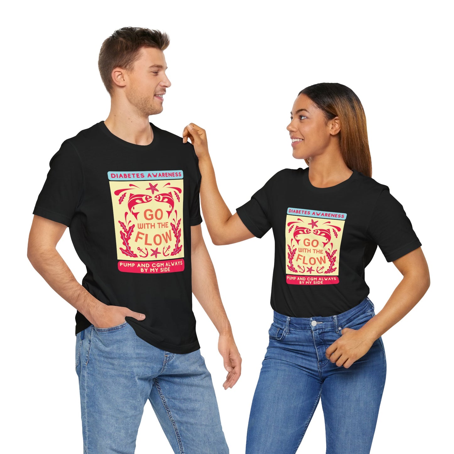 The Diabuddies Store Go with the Flow (Diabetes) - Unisex Tee Go with the Flow (Diabetes) - Unisex Tee: Engineered for those who live with a pump and CGM, this tank ensures your devices are always within reach and comfortably secure, letting you move free