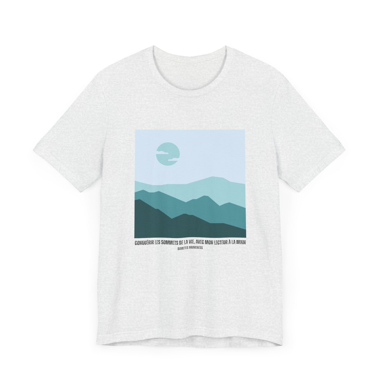 Summiting Life's Mountains Meter in Hand (French) Unisex Tee The Diabuddies Store T-Shirts $22.50