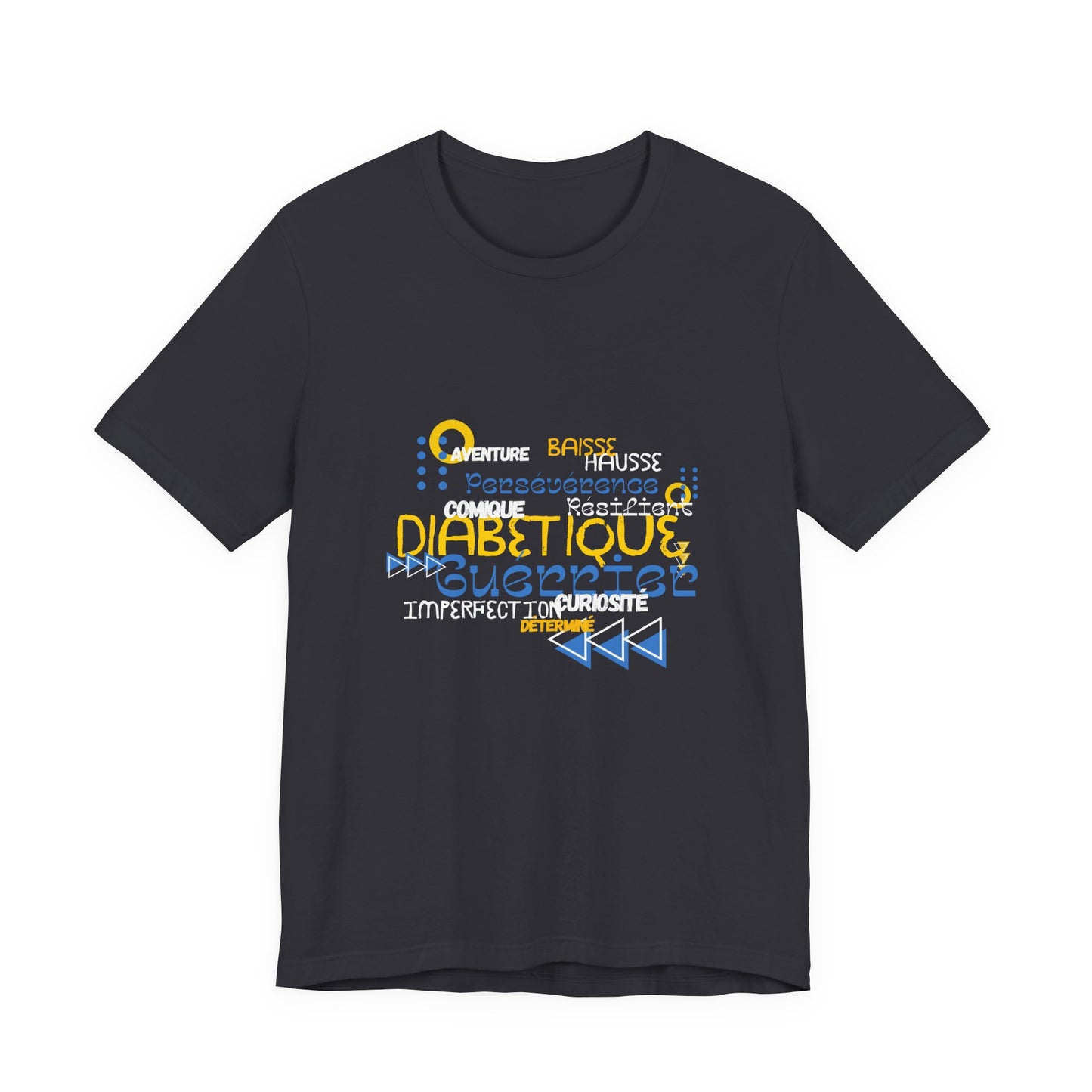 The Diabuddies Store Uplifted & Unleashed (French) - Unisex Tee Uplifted & Unleashed (French) - Unisex Tee: Embrace your strength, defy the odds. This tee is more than just a shirt; it's a vibrant testament to the diabetic warrior within. T-Shirts $22.50