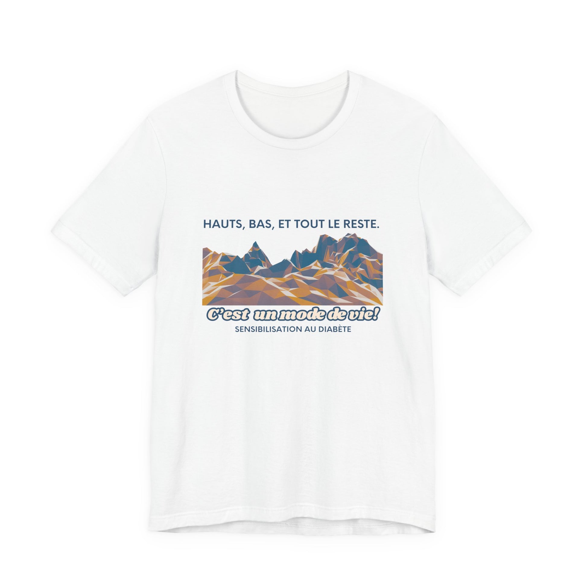The Diabuddies Store Highs, Lows, and Everything in Between (French) - Unisex Tee Highs, Lows, and Everything in Between (French) - Unisex Tee: Life's a rollercoaster, and this tee gets it! Our "Highs, Lows, and Everything in Between" French shirt is for