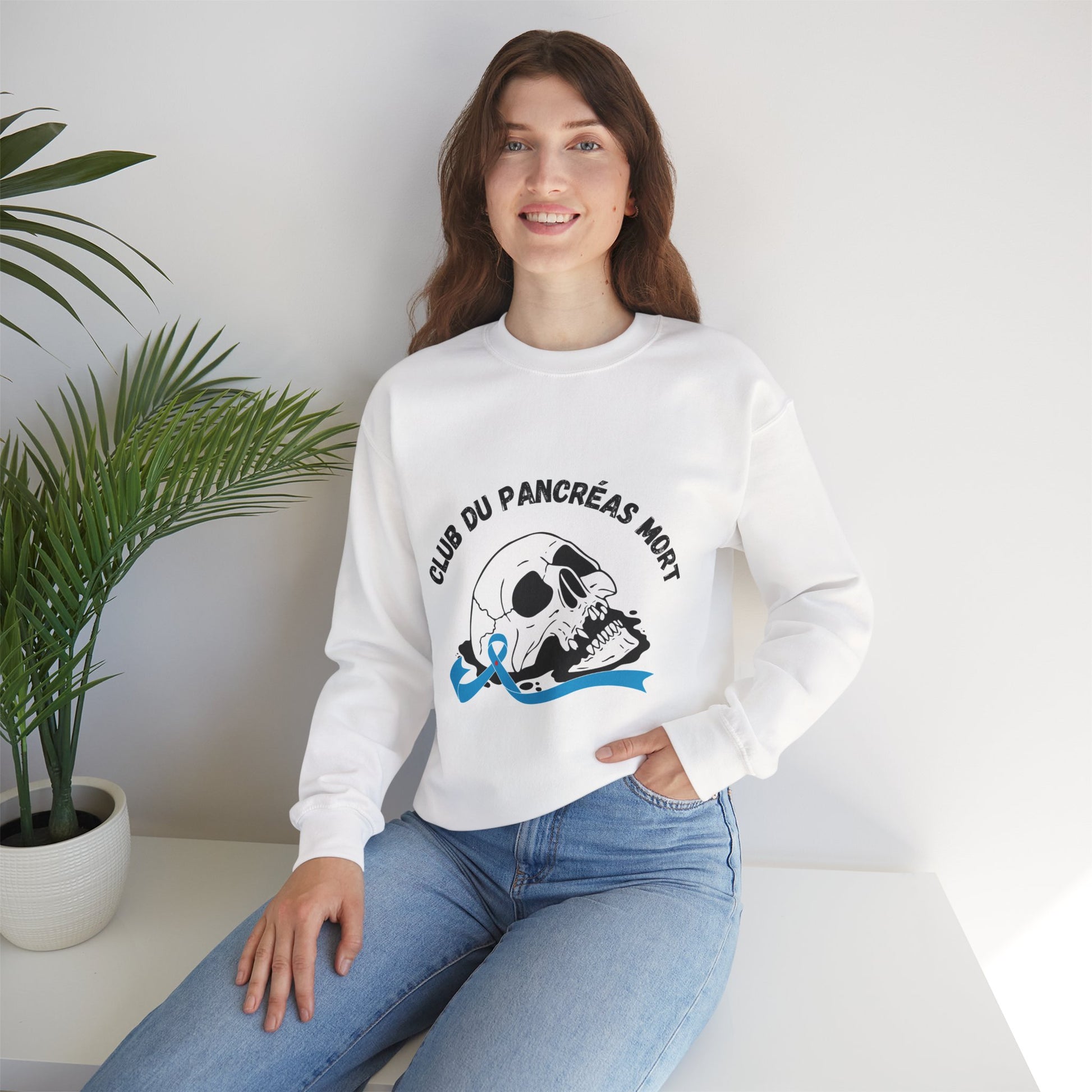 Skull & Blue Ribbon, Dead Pancreas Club (French) Sweatshirt The Diabuddies Store Sweatshirts $35.70