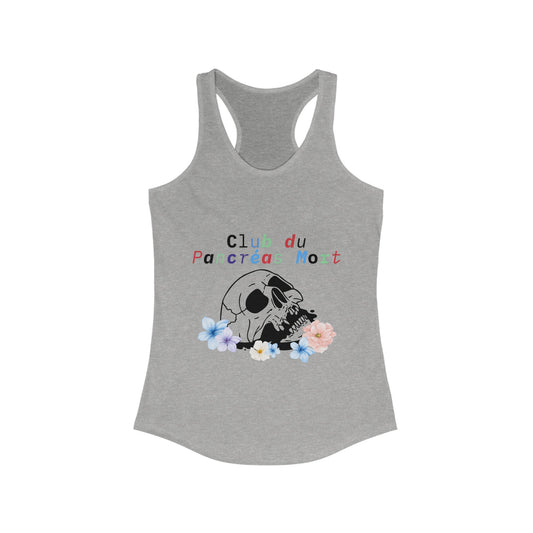 Skull & Flowers, Dead Pancreas Club (French) Racerback Tank The Diabuddies Store Tank Tops $19.96