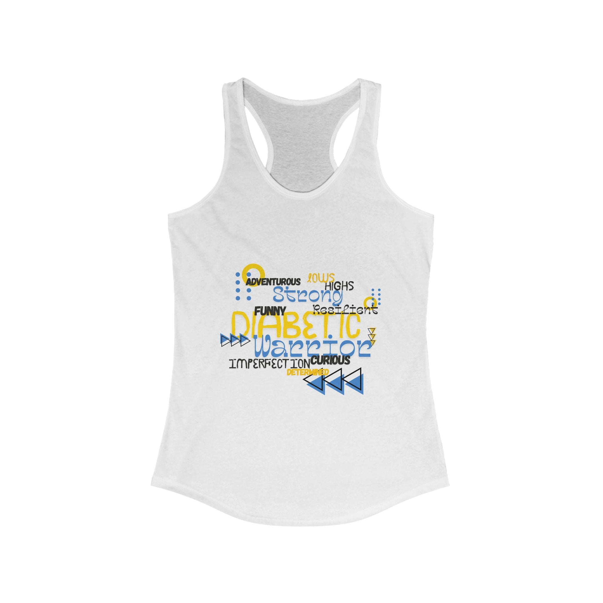 The Diabuddies Store Uplifted & Unleashed - Racerback Tank Uplifted & Unleashed - Racerback Tank: Embrace your strength, defy the odds. The "Uplifted & Unleashed" tank is more than just a tank; it's a vibrant testament to the diabetic warrior within. Tank
