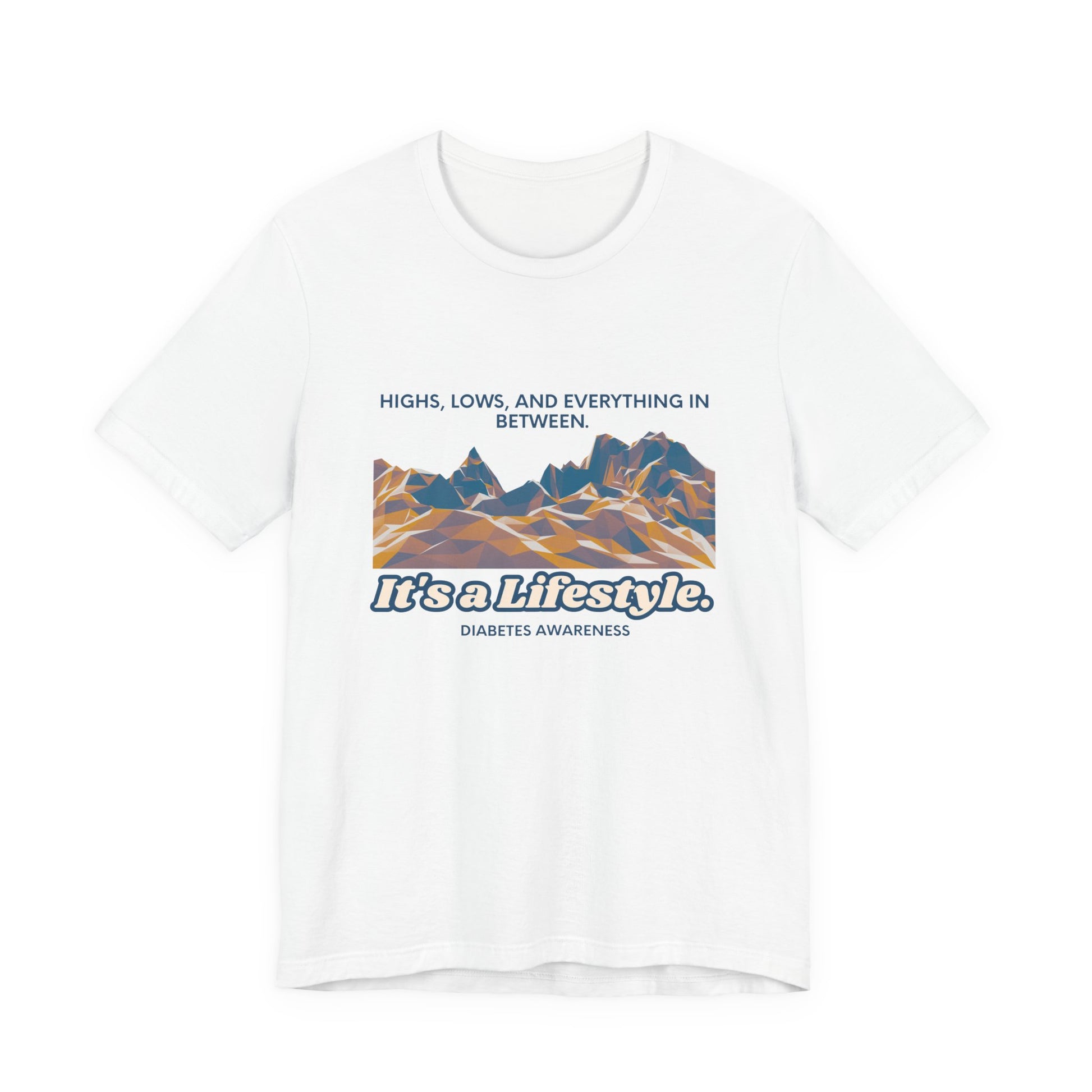 The Diabuddies Store Highs, Lows, and Everything in Between - Unisex Tee Life's a rollercoaster, and this tee gets it! Our "Highs, Lows, and Everything in Between" shirt is for anyone who embraces the wild ride of life, with all its ups, downs, and unexpe