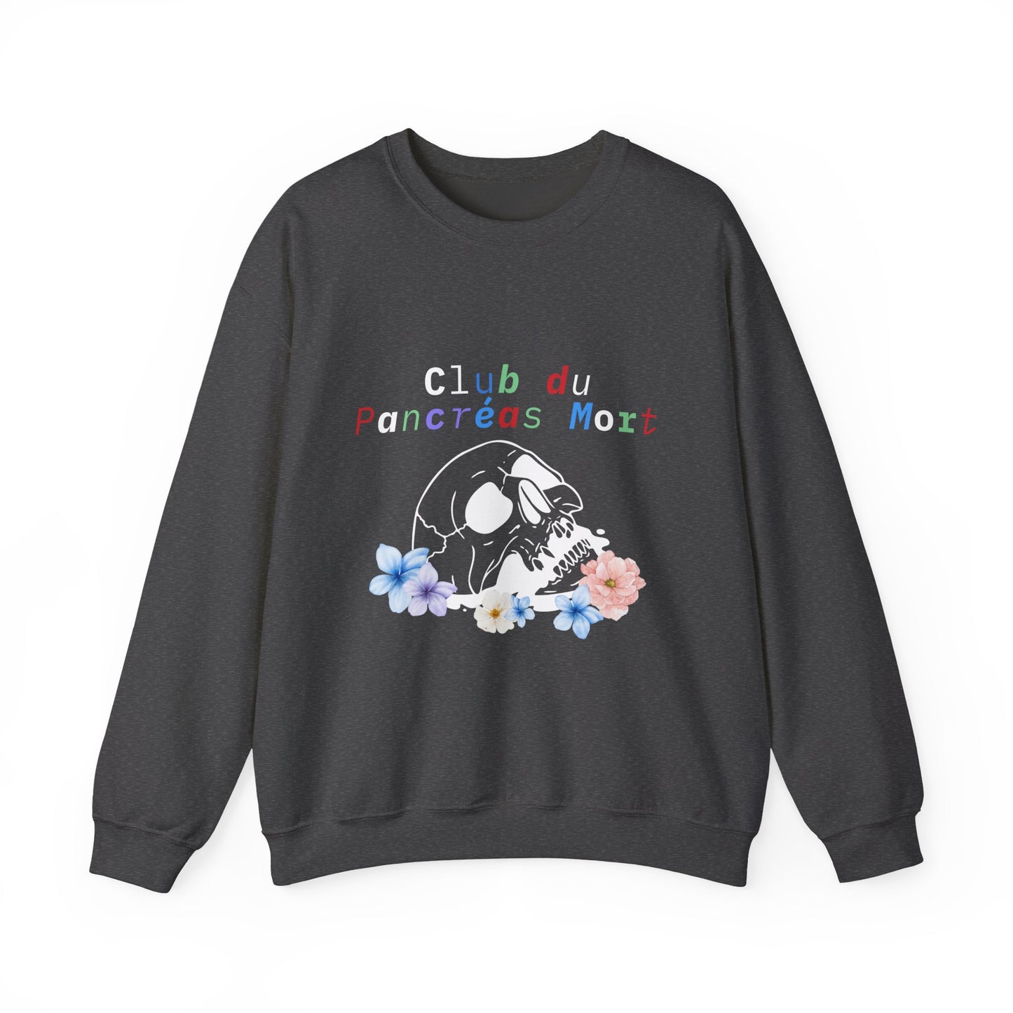 Skull & Flowers Dead Pancreas Club-French Unisex Sweatshirt The Diabuddies Store Sweatshirts $35.70