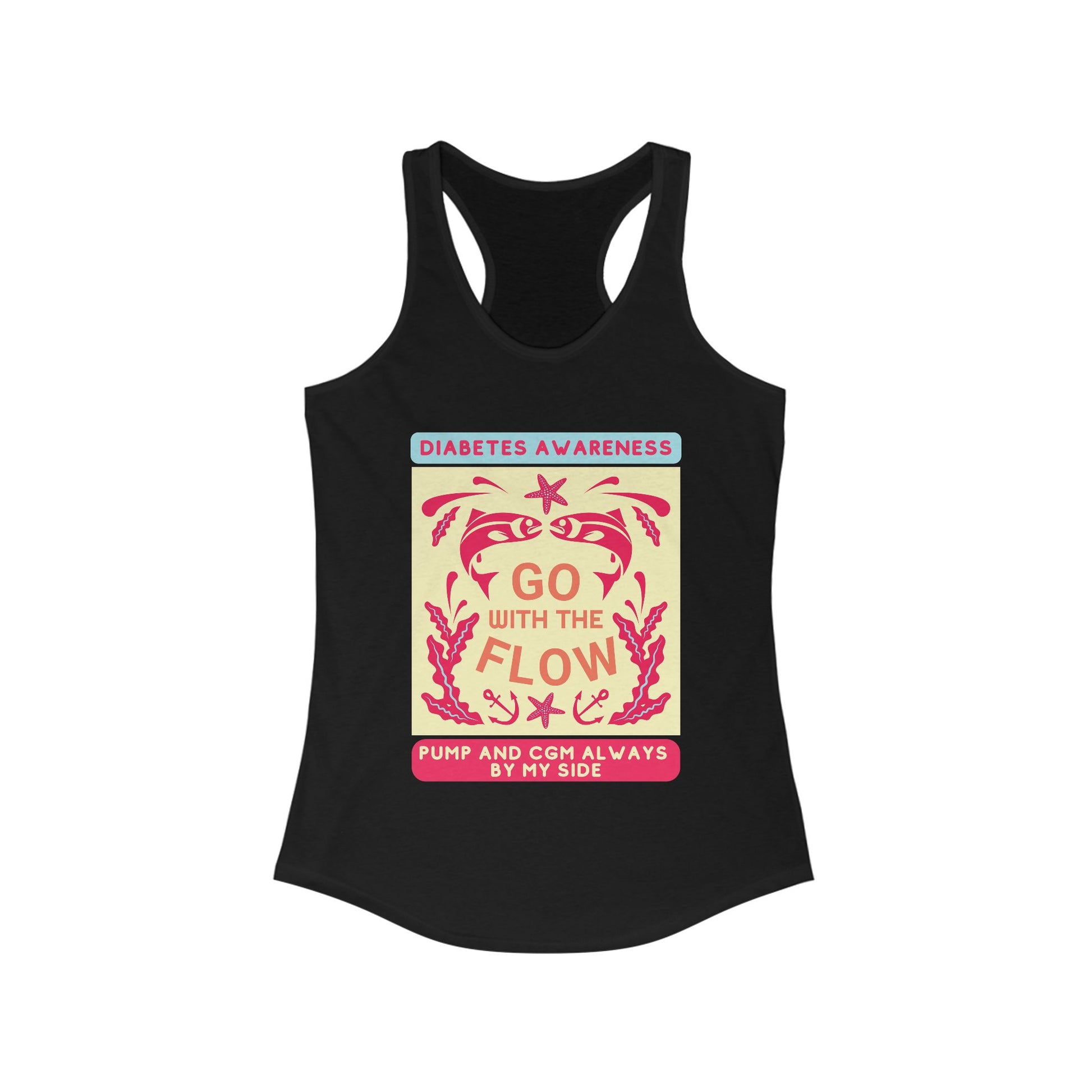 The Diabuddies Store Go with the Flow (diabetes) - Racerback Tank Go with the Flow (diabetes) - Racerback Tank: Engineered for those who live with a pump and CGM, this tank ensures your devices are always within reach and comfortably secure, letting you m