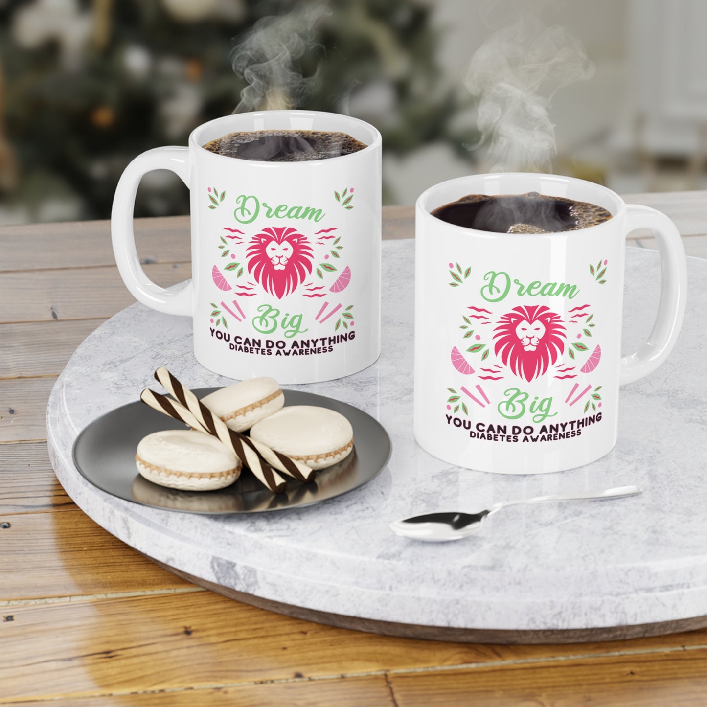 The Diabuddies Store Dream Big! Diabetes Awareness - Mug 11oz Dream Big! Diabetes Awareness - Mug 11oz: Start your day inspired with our "Dream Big! Diabetes Awareness" 11oz mug. This durable ceramic mug is a daily reminder to pursue your aspirations whil