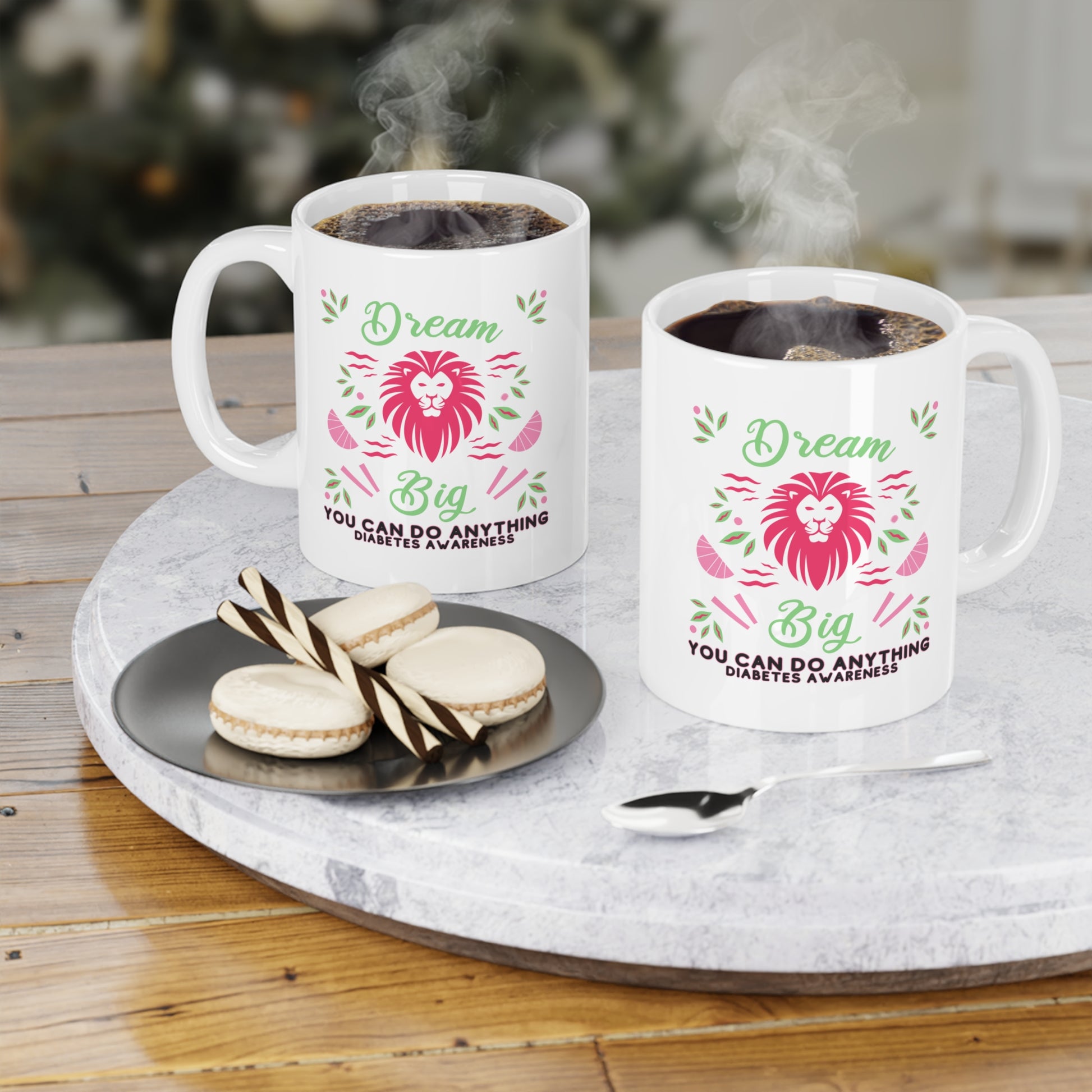 The Diabuddies Store Dream Big! Diabetes Awareness - Mug 11oz Dream Big! Diabetes Awareness - Mug 11oz: Start your day inspired with our "Dream Big! Diabetes Awareness" 11oz mug. This durable ceramic mug is a daily reminder to pursue your aspirations whil