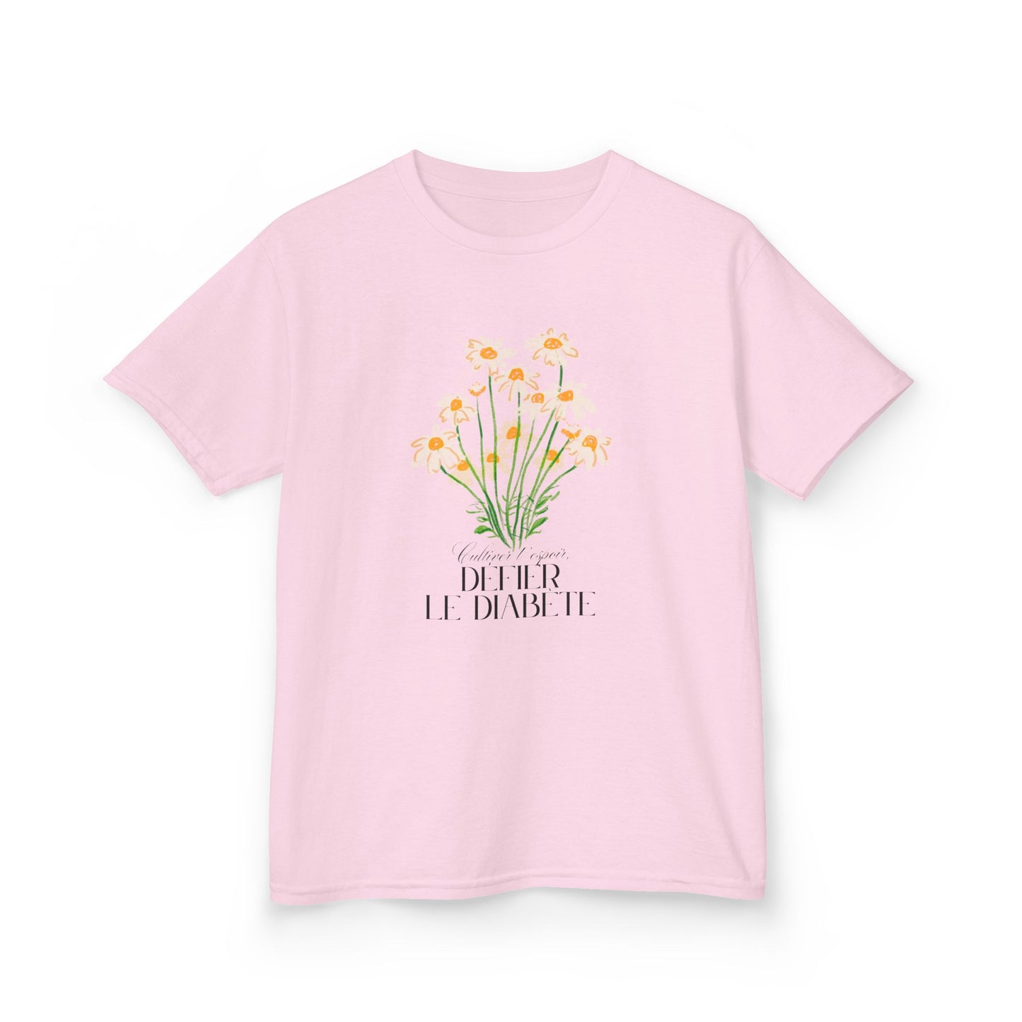 The Diabuddies Store Cultivating Hope, Defying Diabetes (French) - Kids Tee Cultivating Hope, Defying Diabetes (French) - Kids Tee: Wear your message of strength! This tee is a powerful statement of resilience and optimism for kids. T-Shirts $19.22