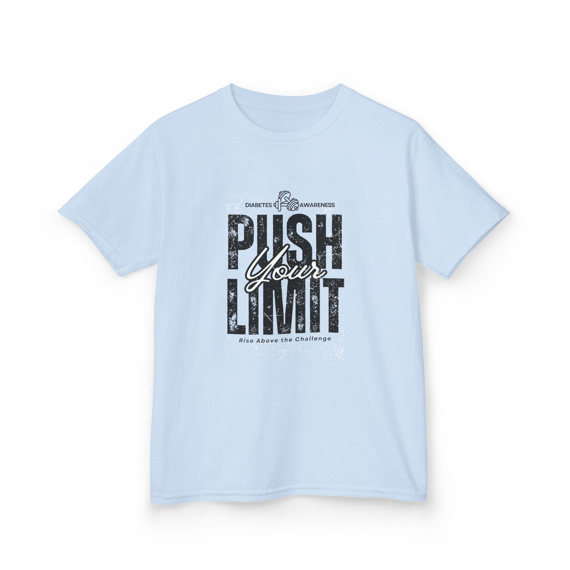 The Diabuddies Store Push Your Limit! (Diabetes) - kids Tee Push Your Limit! (Diabetes) - kids Tee: Ready to push your limit? This awesome "Push Your Limit!" tee is for super kids who love to try new things and grow stronger every day! It's a cool reminde