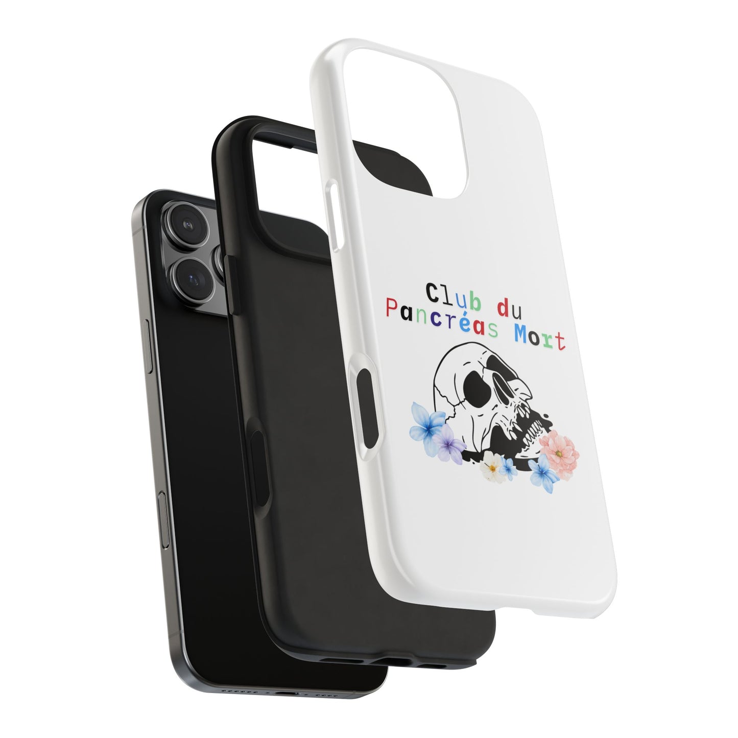 Skull & Flowers, Dead Pancreas Club (French) - Phone Cases The Diabuddies Store Mobile Phone Cases $18.23