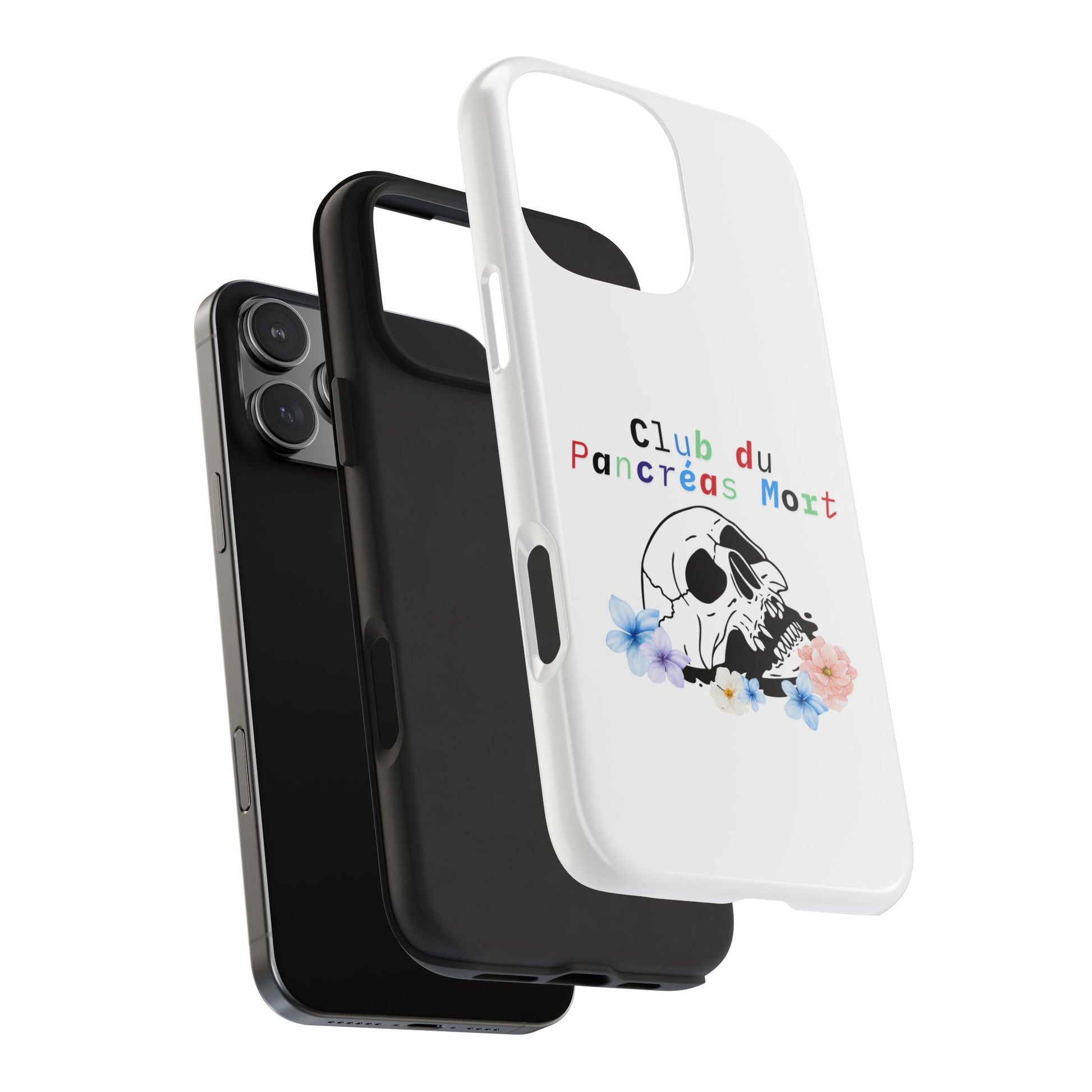 Skull & Flowers, Dead Pancreas Club (French) - Phone Cases The Diabuddies Store Mobile Phone Cases $18.23