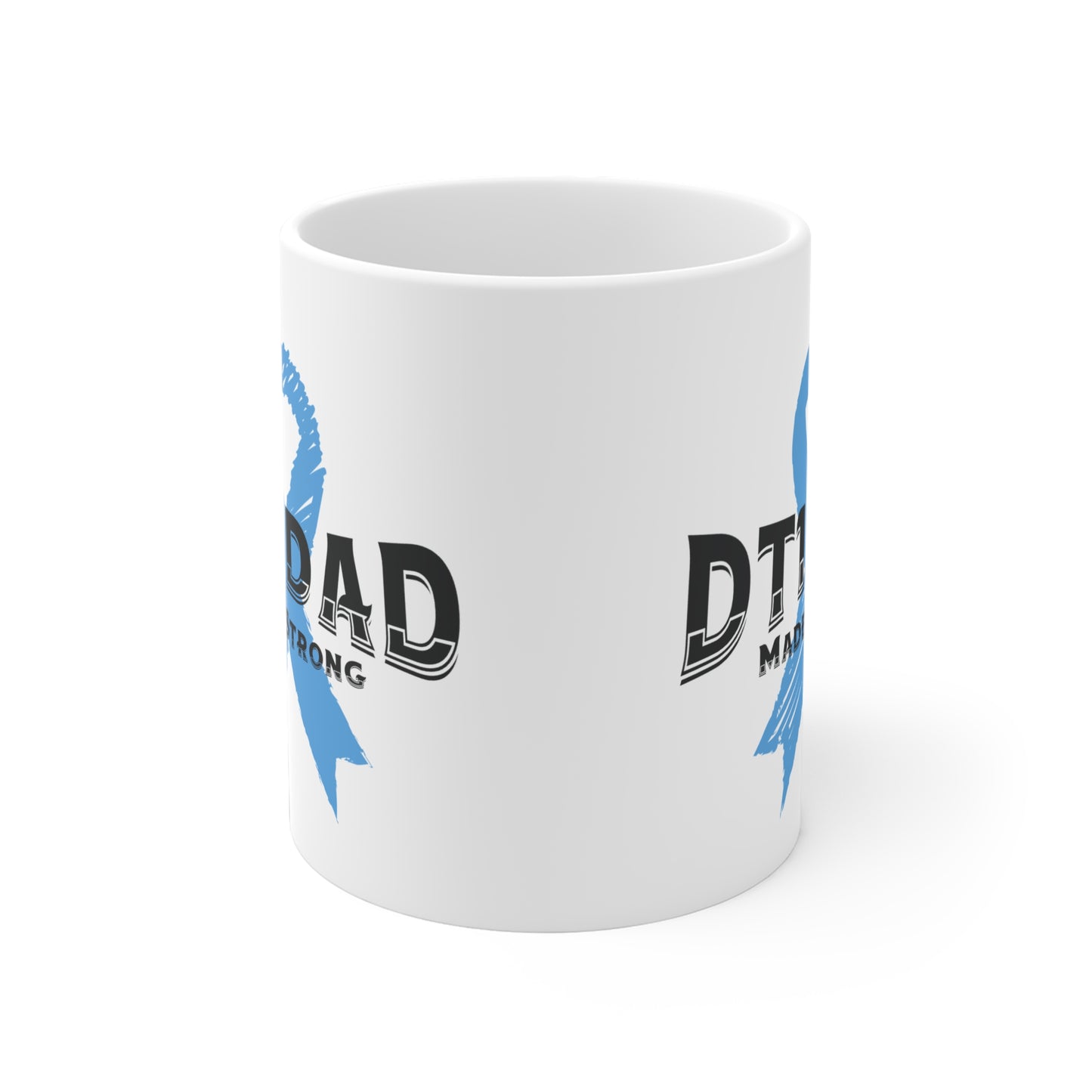 The Diabuddies Store DT1 Dad, Made Strong - Mug 11oz DT1 Dad, Made Strong - 11oz Mug: Celebrate the incredible strength of Type 1 dads with our "DT1 Dad, Made Strong" 11oz ceramic mug. It's a daily tribute to their resilience, dedication, and unwavering l