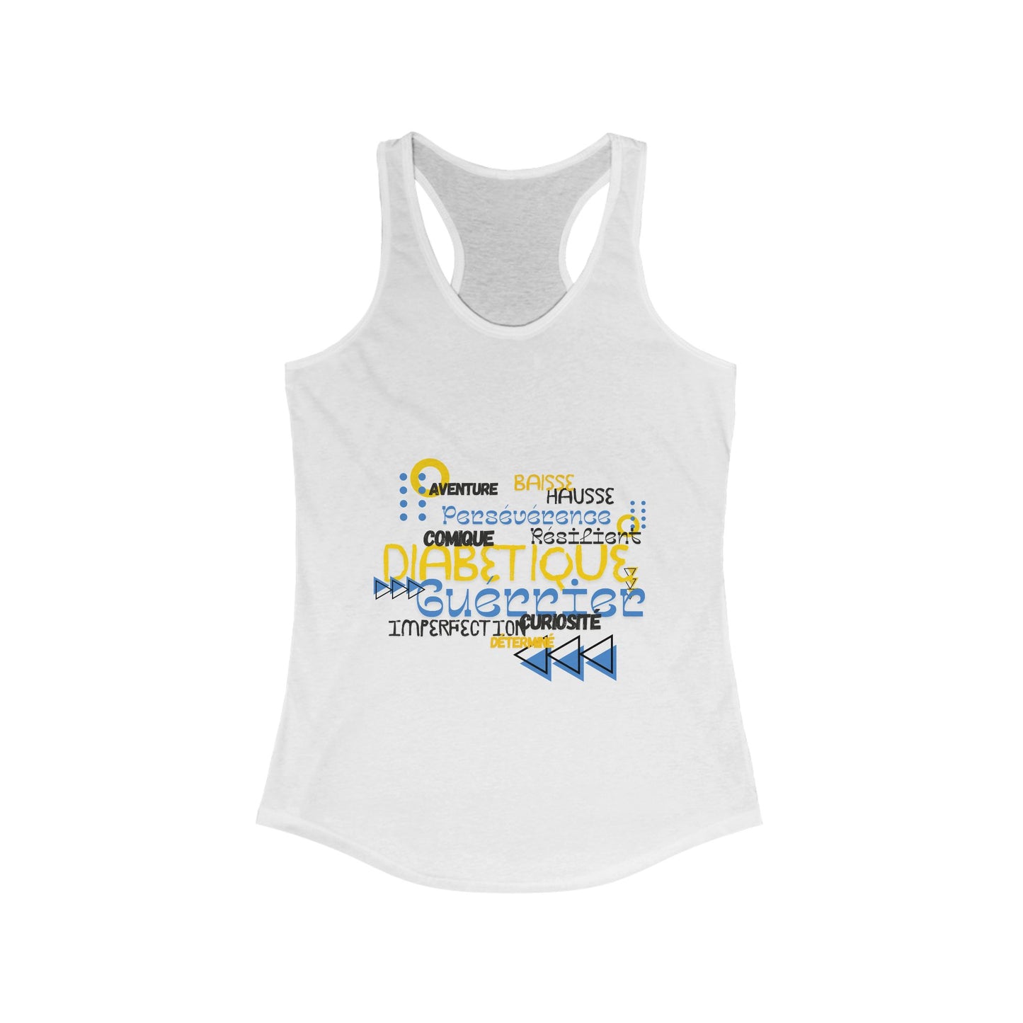 The Diabuddies Store Uplifted & Unleashed (French) - Racerback Tank Uplifted & Unleashed (French) - Racerback Tank: Embrace your strength, defy the odds. The "Uplifted & Unleashed" tank is more than just a tank; it's a vibrant testament to the diabetic wa
