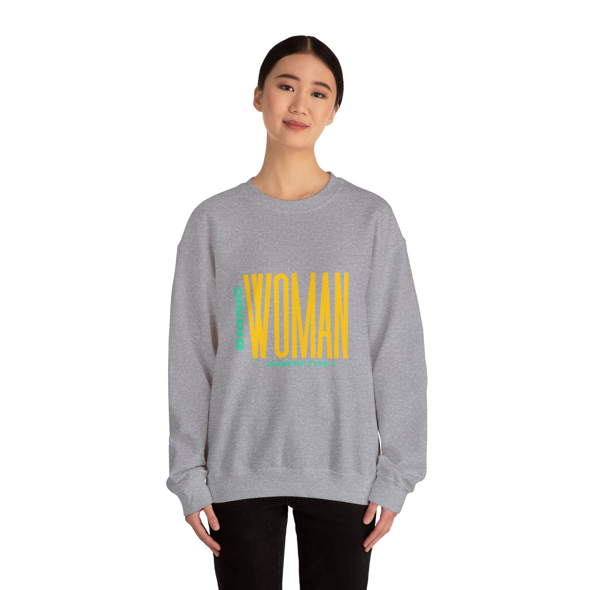 The Diabuddies Store Bionic Woman (Diabetes) - Unisex Sweatshirt Bionic Woman (Diabetes) - Unisex Sweatshirt: Unleash your inner Bionic strength! This Unisex Sweatshirt is a powerful statement of resilience, strength, and modern-day heroism for anyone liv