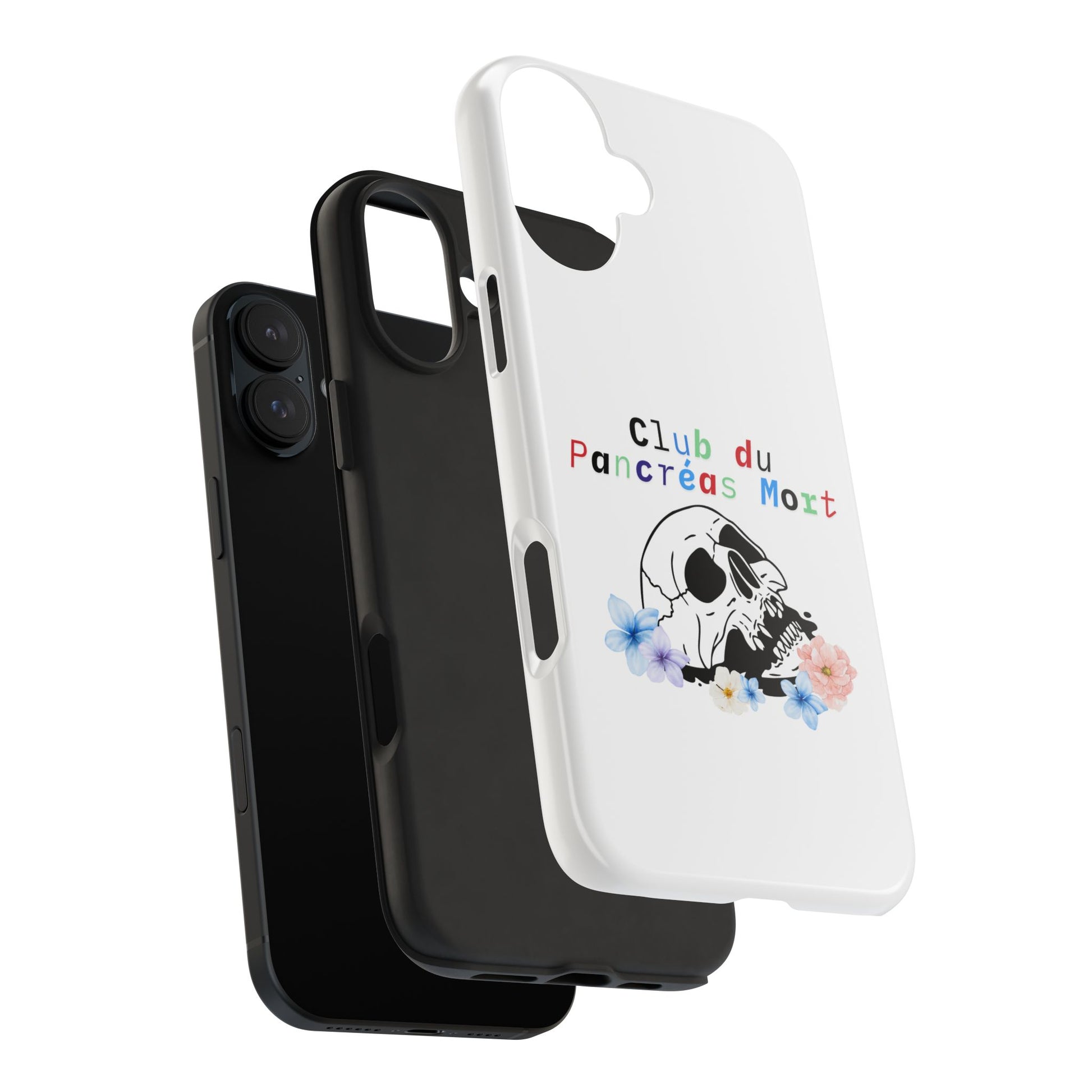 Skull & Flowers, Dead Pancreas Club (French) - Phone Cases The Diabuddies Store Mobile Phone Cases $18.23
