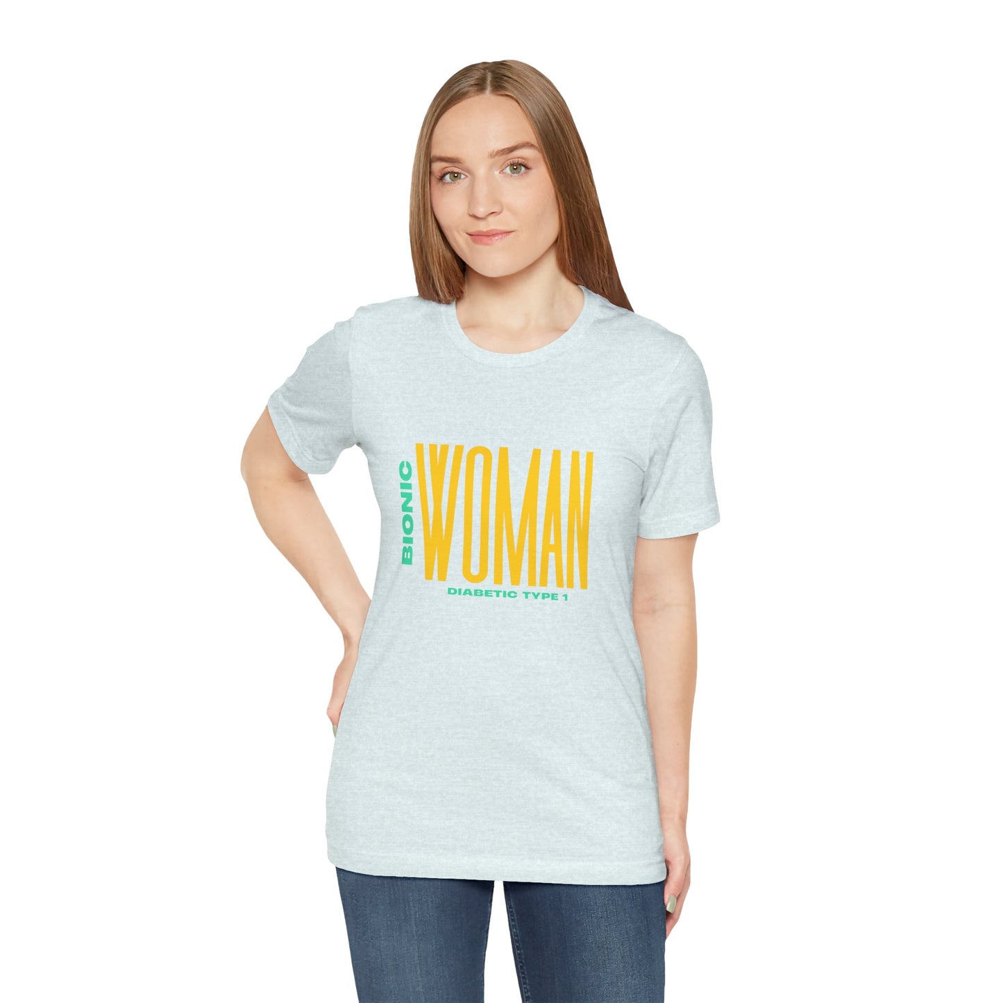 The Diabuddies Store Bionic Woman (Diabetes) - Unisex Tee Bionic Woman (Diabetes) - Unisex Tee: Unleash your inner Bionic strength! This Unisex Tee is a powerful statement of resilience, strength, and modern-day heroism for anyone living with Type 1 Diabe