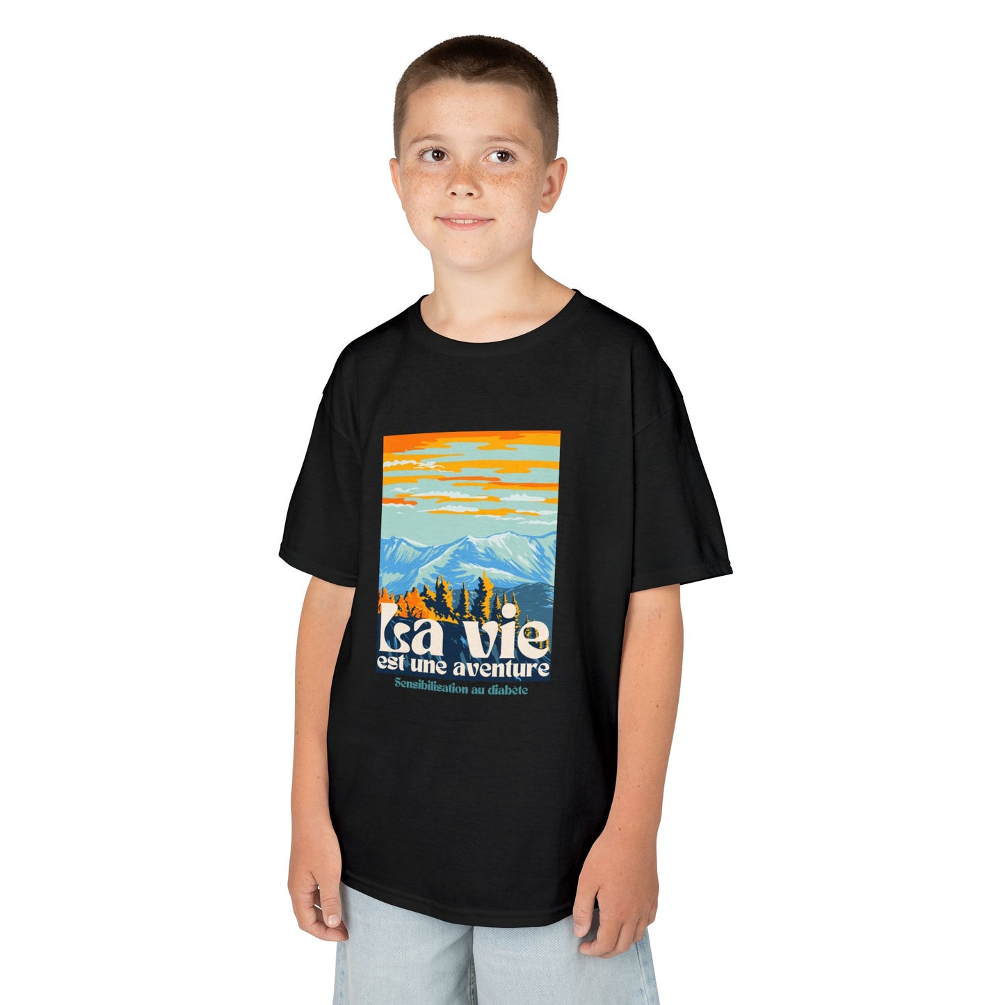 The Diabuddies Store Life is an Adventure, Mountains (French) - Kids Tee Life is an Adventure, Mountains (French) - Kids Tee: Inspire your little explorer with our "La vie est une aventure" Kids Tee! This super soft and comfortable t-shirt is perfect for
