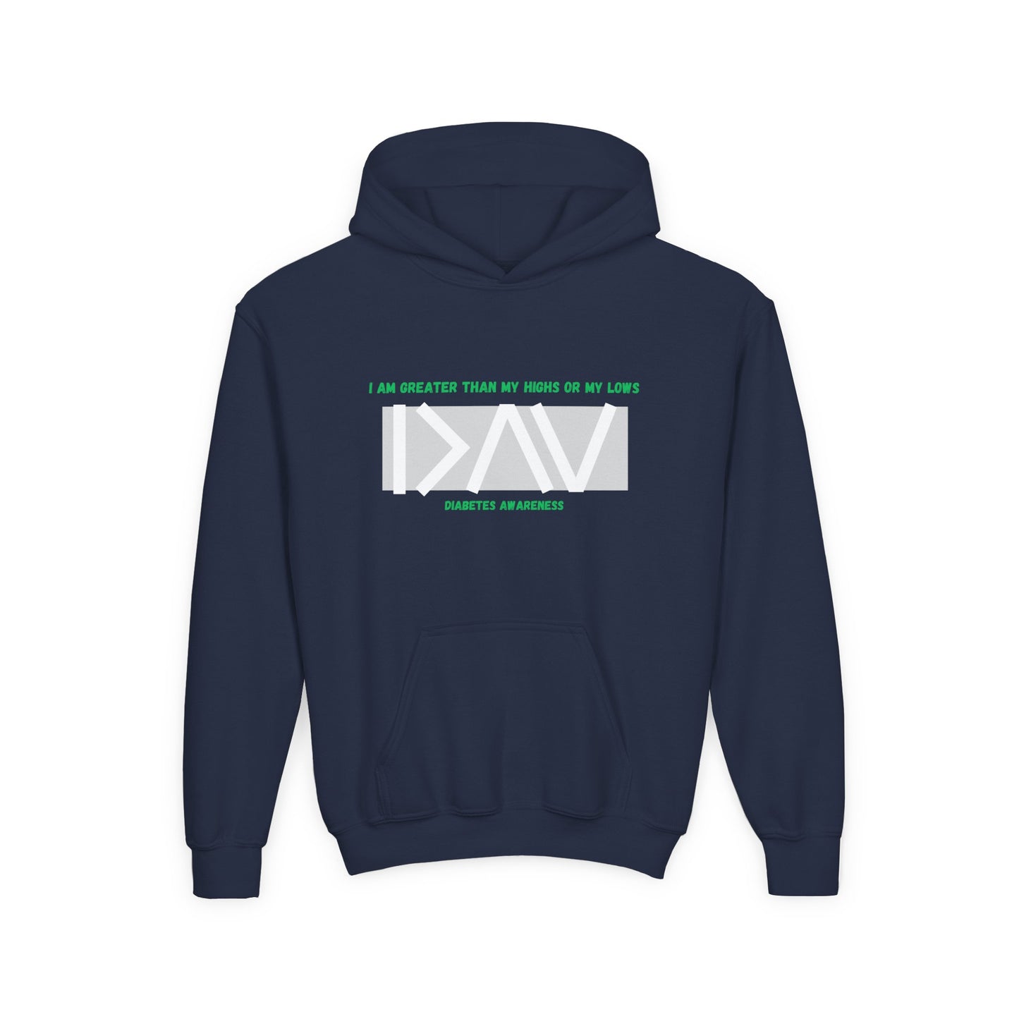 The Diabuddies Store I am Greater than (Grey) - Youth Hoodie I am Greater than (Grey) - Youth Hoodie: Celebrate resilience and strength with this Youth Hoodie! It's a powerful symbol for young individuals living with diabetes, reminding them that they are
