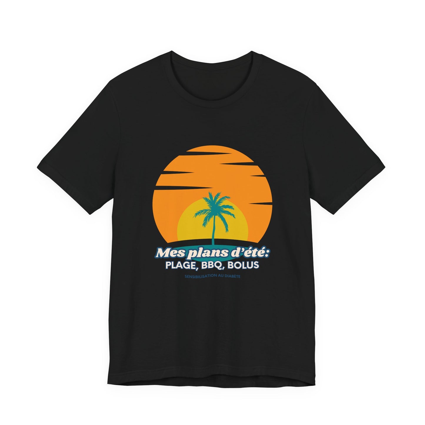 The Diabuddies Store My Summer Plans: Beach, BBQ, Bolus (French) - Unisex Tee My Summer Plans: Beach, BBQ, Bolus (French) - Unisex Tee: Sunshine, good times, and keeping those blood sugars in check! Our French T-shirt is the perfect wear for anyone balanc