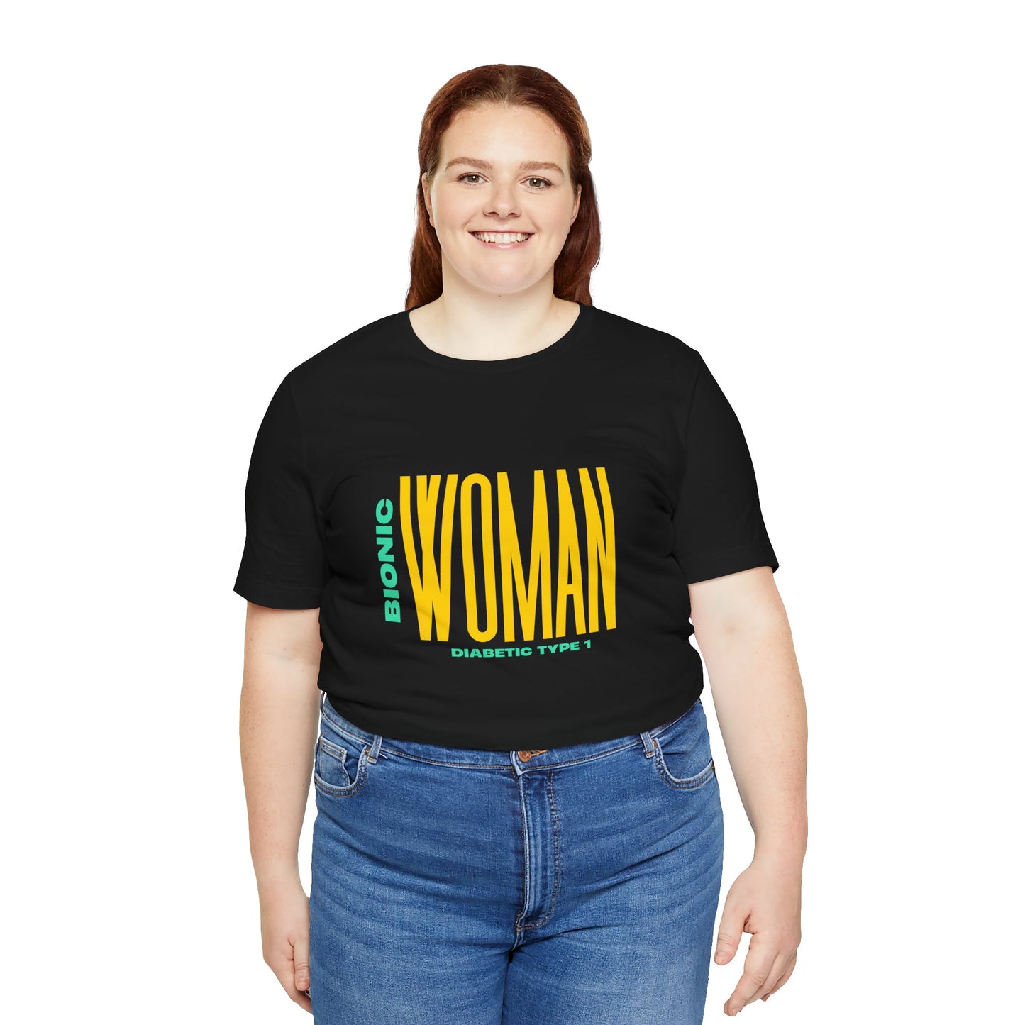 The Diabuddies Store Bionic Woman (Diabetes) - Unisex Tee Bionic Woman (Diabetes) - Unisex Tee: Unleash your inner Bionic strength! This Unisex Tee is a powerful statement of resilience, strength, and modern-day heroism for anyone living with Type 1 Diabe