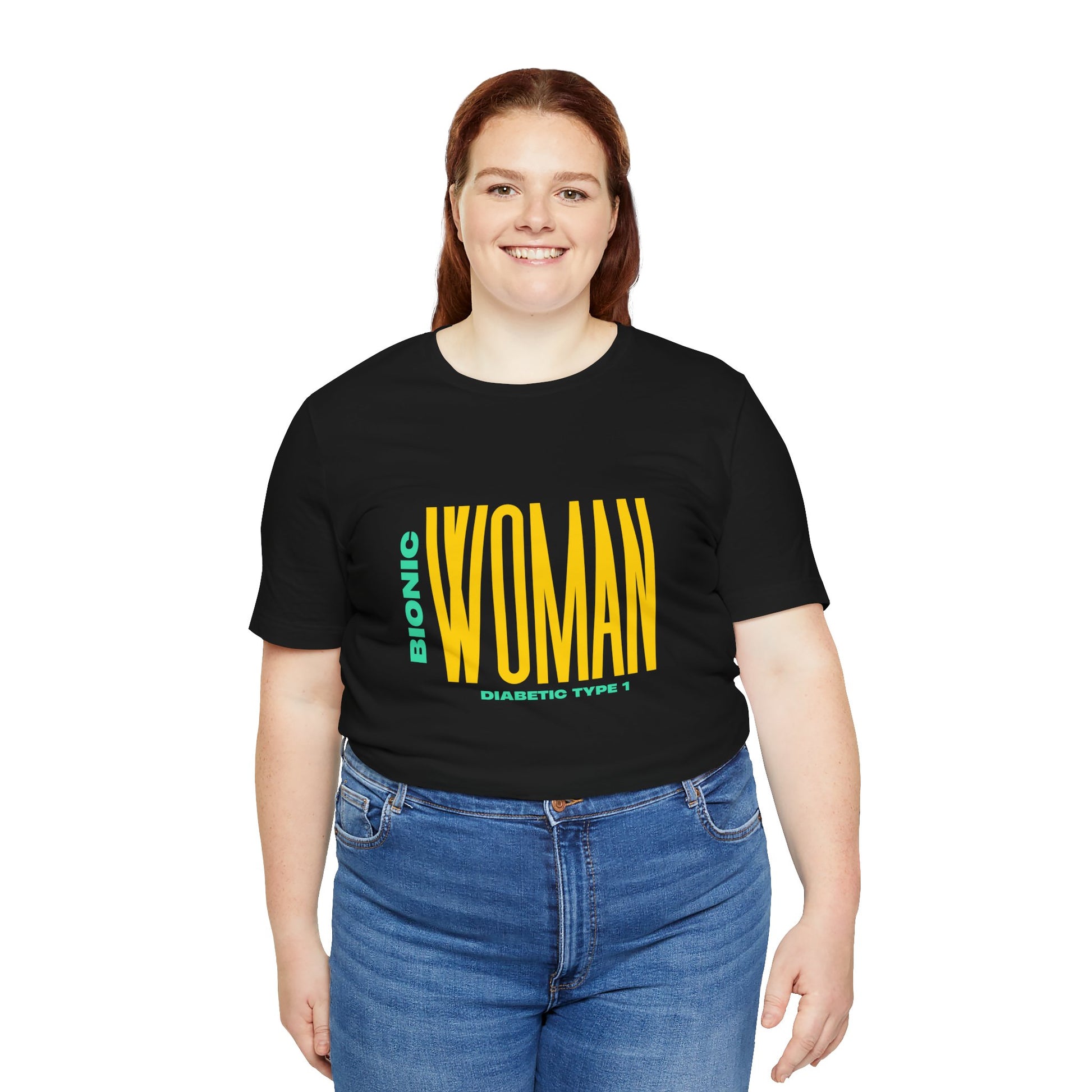 The Diabuddies Store Bionic Woman (Diabetes) - Unisex Tee Bionic Woman (Diabetes) - Unisex Tee: Unleash your inner Bionic strength! This Unisex Tee is a powerful statement of resilience, strength, and modern-day heroism for anyone living with Type 1 Diabe