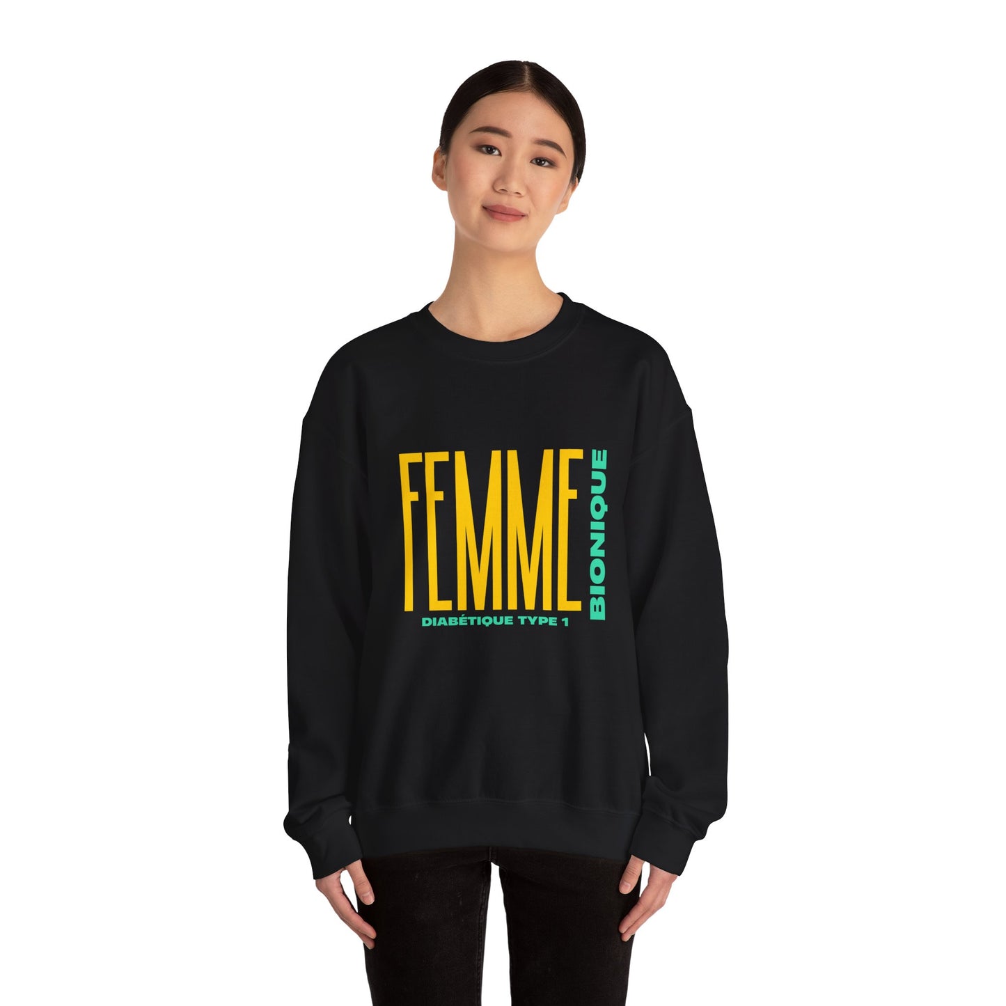 The Diabuddies Store Bionic Woman Diabetes (French) - Unisex Sweatshirt Bionic Woman Diabetes (French) - Unisex Sweatshirt: Unleash your inner Bionic strength! This Unisex Sweatshirt is a powerful statement of resilience, strength, and modern-day heroism