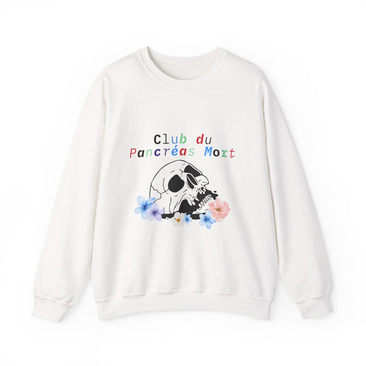 Skull & Flowers Dead Pancreas Club-French Unisex Sweatshirt The Diabuddies Store Sweatshirts $29.49