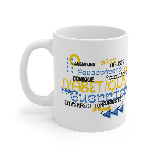 The Diabuddies Store Uplifted & Unleashed (French) - Mug 11oz Uplifted & Unleashed - Mug 11oz: Embrace your strength, defy the odds. The "Uplifted & Unleashed" French mug is more than just a mug; it's a vibrant testament to the diabetic warrior within. Ad