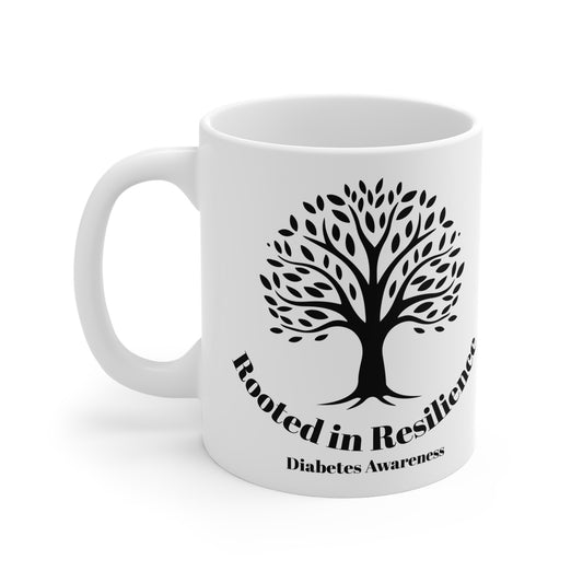The Diabuddies Store Rooted in Resilience - Mug 11oz Rooted in Resilience (French) - Mug 11oz: Start your day with a powerful reminder! Our "Rooted in Resilience" 11oz mug is more than just a cup; it's a daily affirmation. Crafted from durable ceramic, th