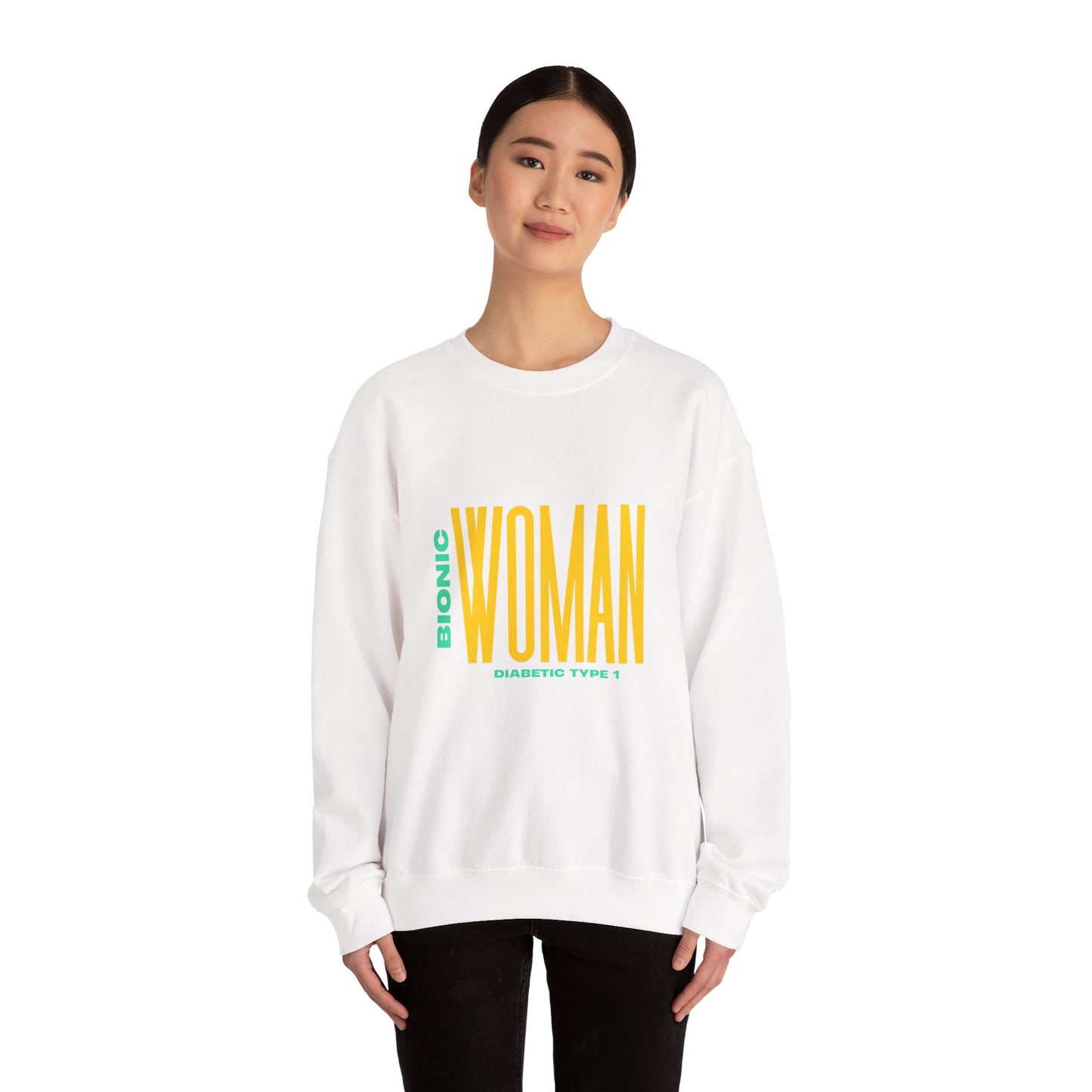 The Diabuddies Store Bionic Woman (Diabetes) - Unisex Sweatshirt Bionic Woman (Diabetes) - Unisex Sweatshirt: Unleash your inner Bionic strength! This Unisex Sweatshirt is a powerful statement of resilience, strength, and modern-day heroism for anyone liv