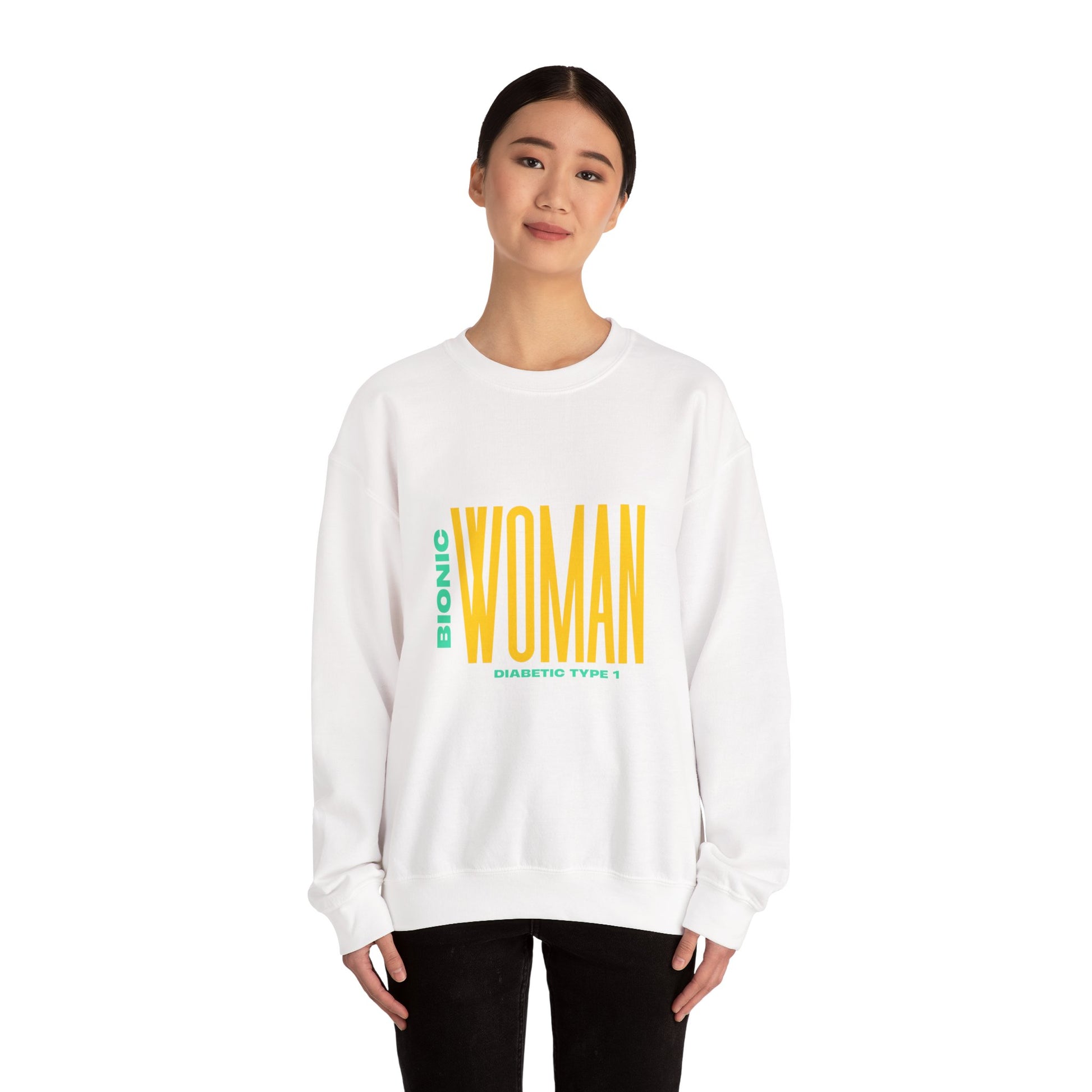 The Diabuddies Store Bionic Woman (Diabetes) - Unisex Sweatshirt Bionic Woman (Diabetes) - Unisex Sweatshirt: Unleash your inner Bionic strength! This Unisex Sweatshirt is a powerful statement of resilience, strength, and modern-day heroism for anyone liv