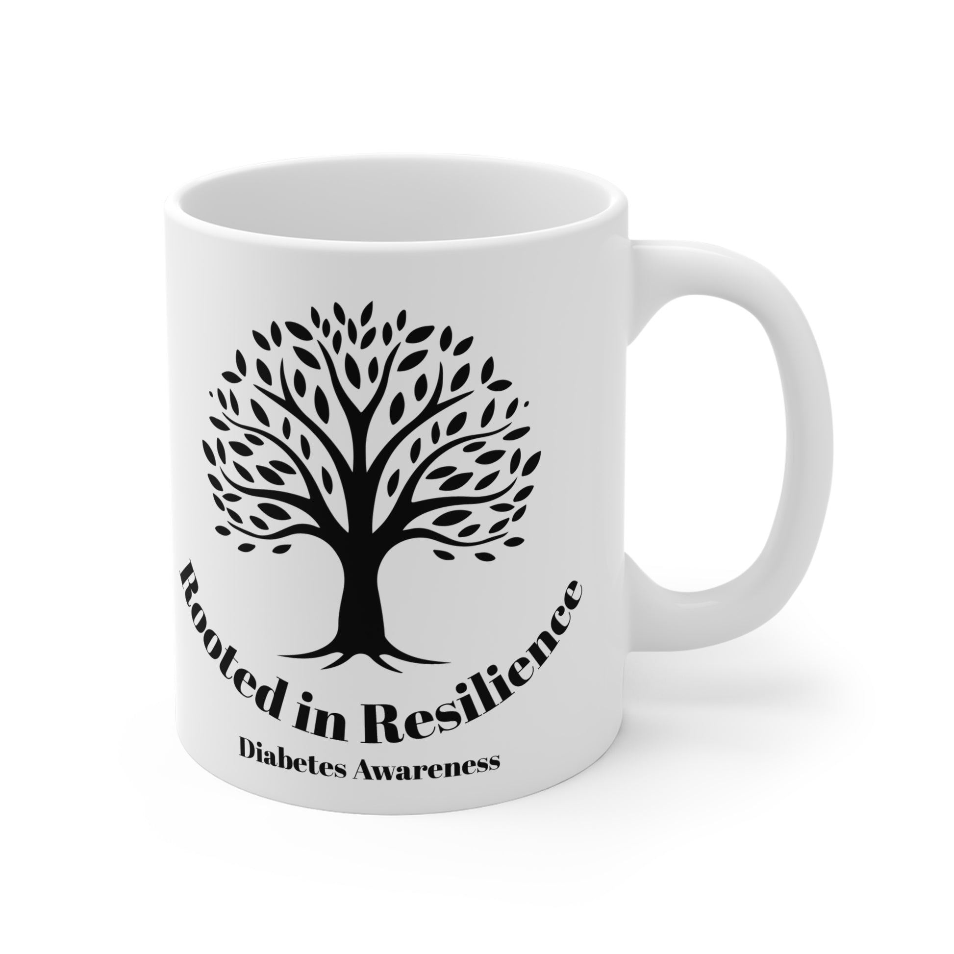 The Diabuddies Store Rooted in Resilience - Mug 11oz Rooted in Resilience (French) - Mug 11oz: Start your day with a powerful reminder! Our "Rooted in Resilience" 11oz mug is more than just a cup; it's a daily affirmation. Crafted from durable ceramic, th