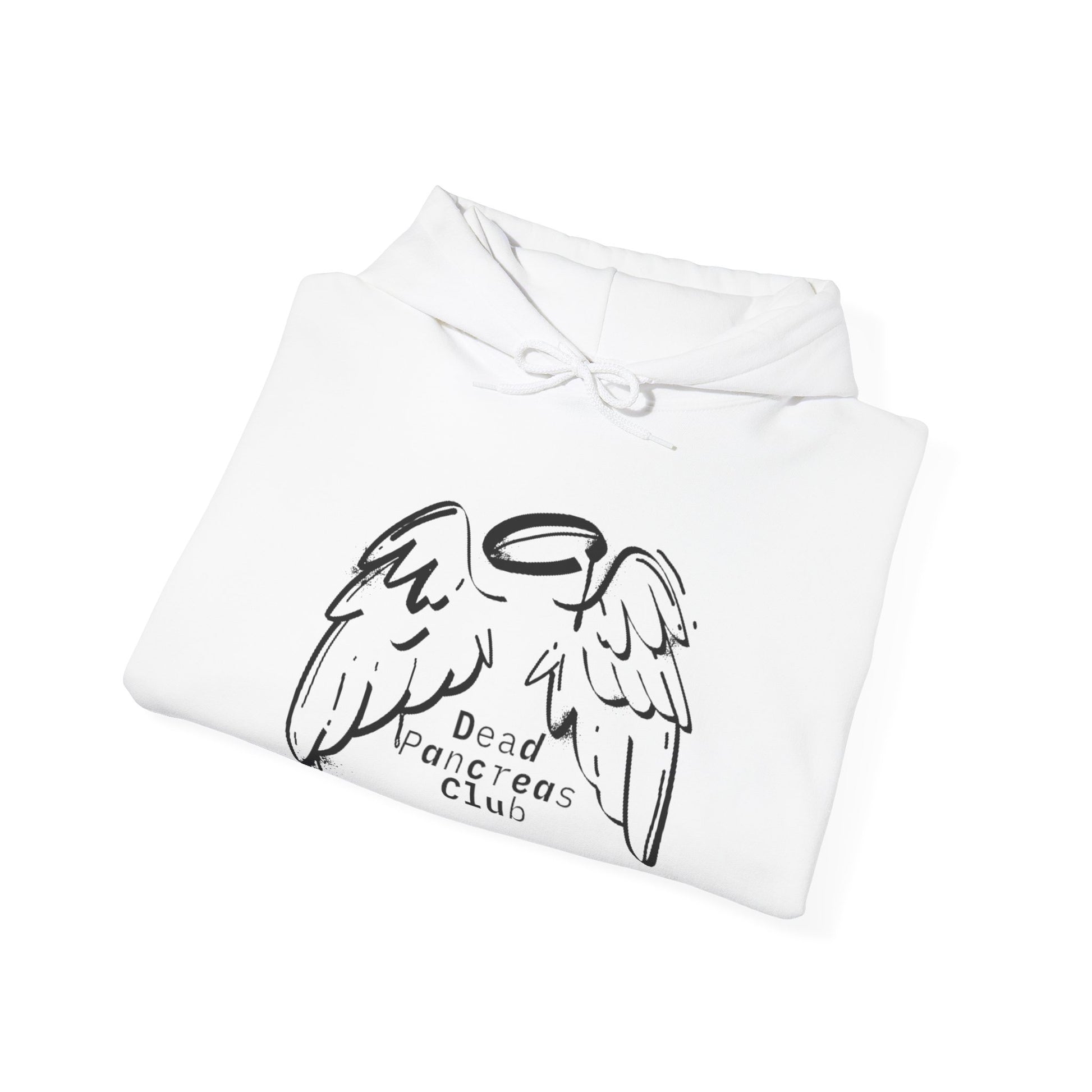 The Diabuddies Store Dead Pancreas Club (Angel Wings) - Unisex Hoodie Dead Pancreas Club (Angel Wings) - Unisex Hoodie: Join the club and wrap yourself in cozy defiance! This warm and uniquely designed hoodie offers a raw, honest, and darkly humorous take