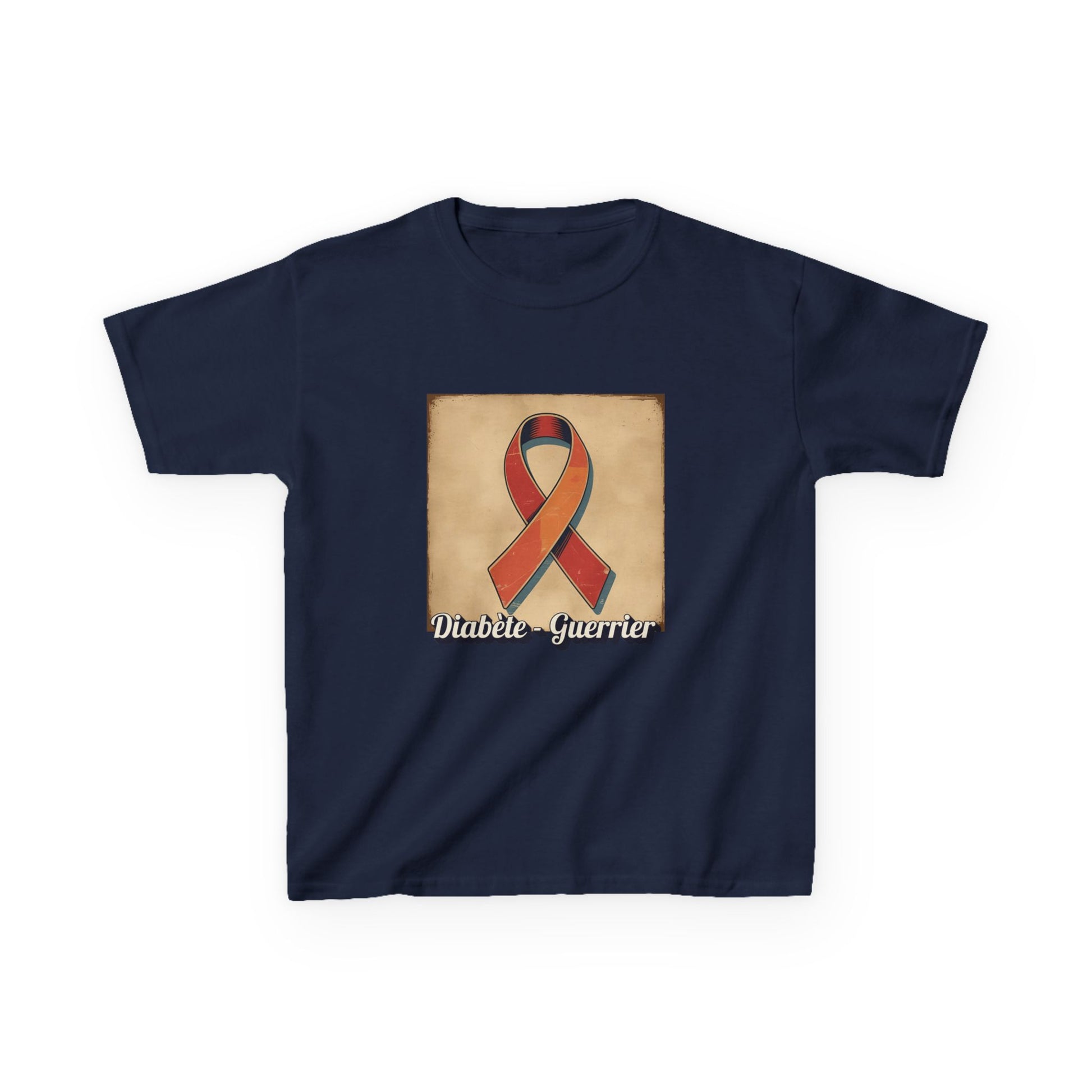 The Diabuddies Store Diabetes Warrior, Retro Look (French / Guerrier) - Kids Tee Diabetes Warrior, Retro Look (French / Guerrier) - Kids Tee: Let your young one show off their strength and style with our "Diabète Guerrier" Retro Look French Kids Tee! T-Sh